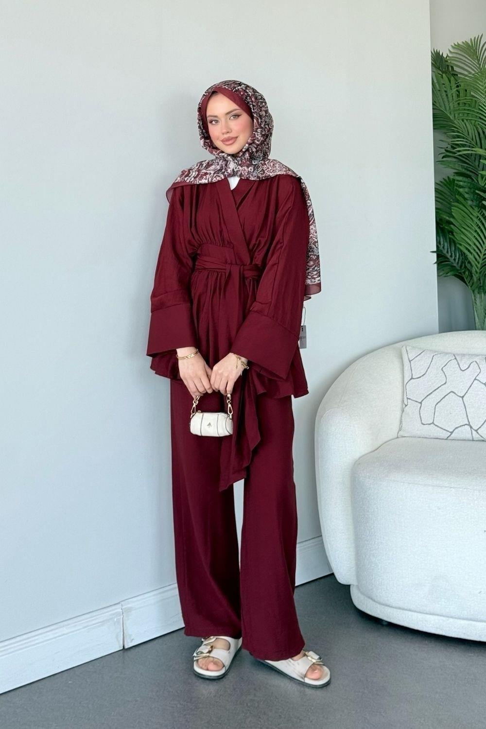 Akgün Bağlamalı Takım Bordo