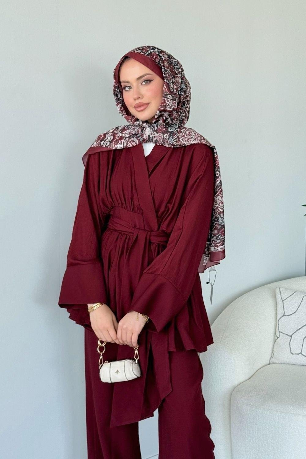 Akgün Bağlamalı Takım Bordo