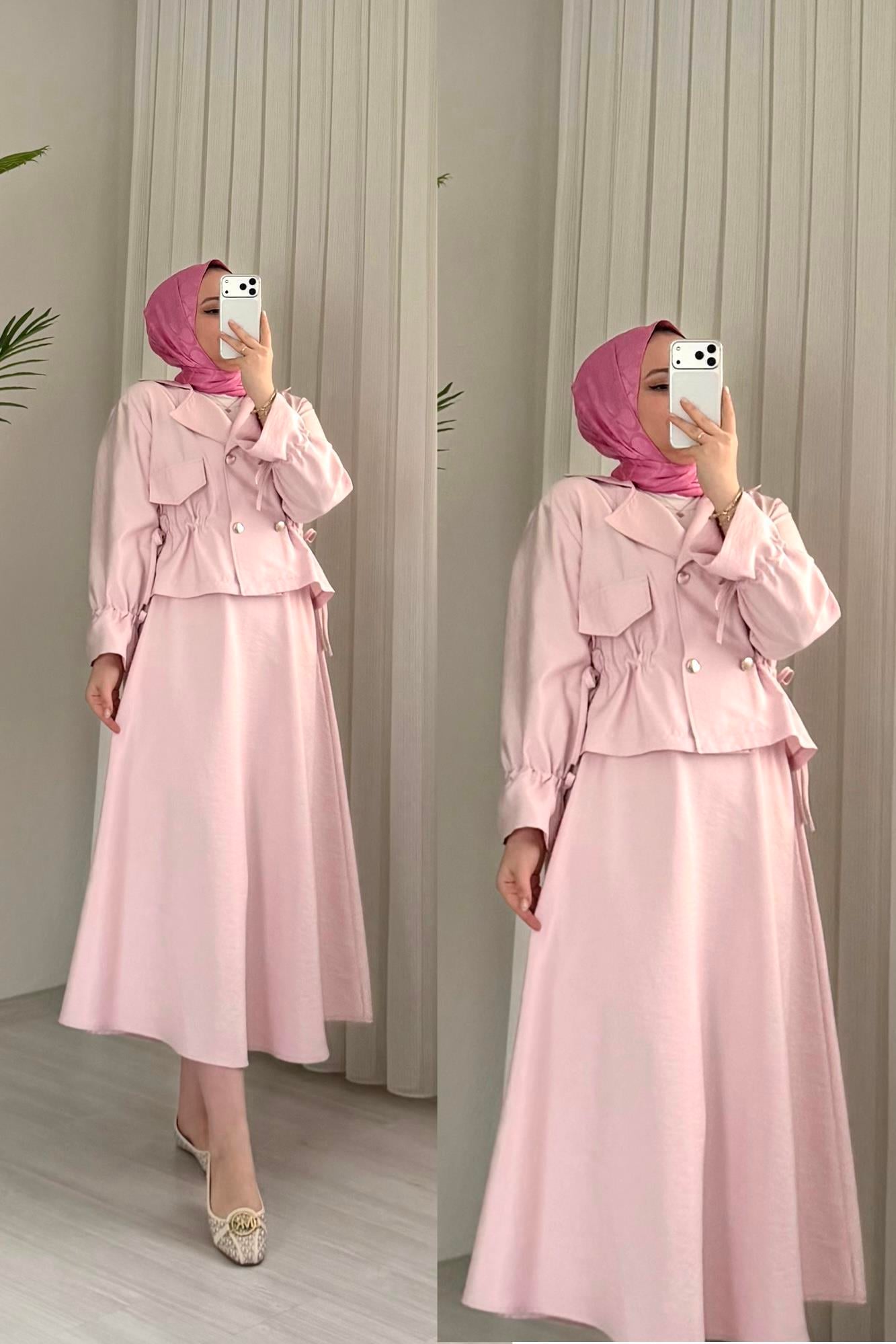 Binay Bel Sıkmıklı Zara Kupra Pembe