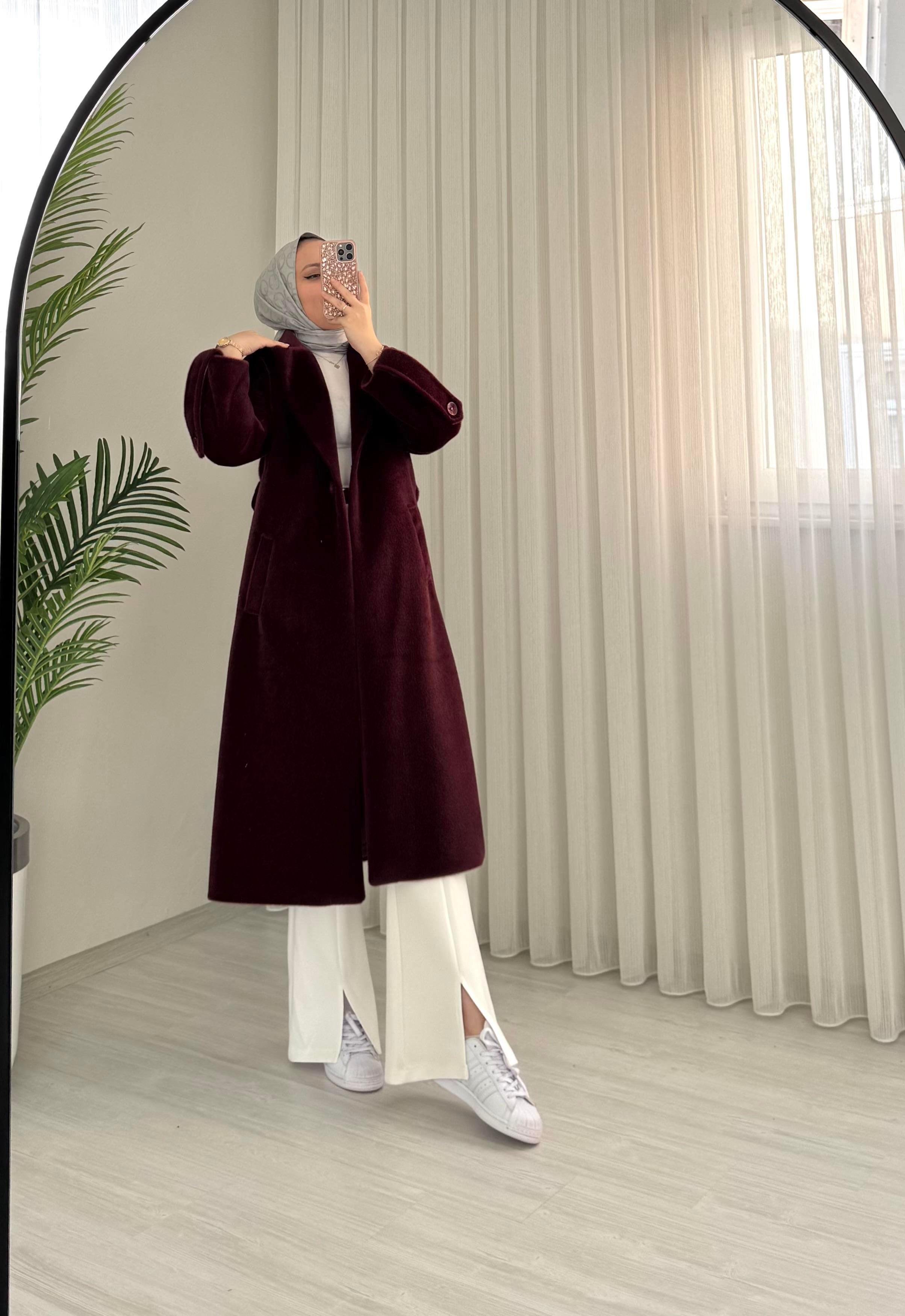 Binay Tek Düğmeli Kaban Bordo
