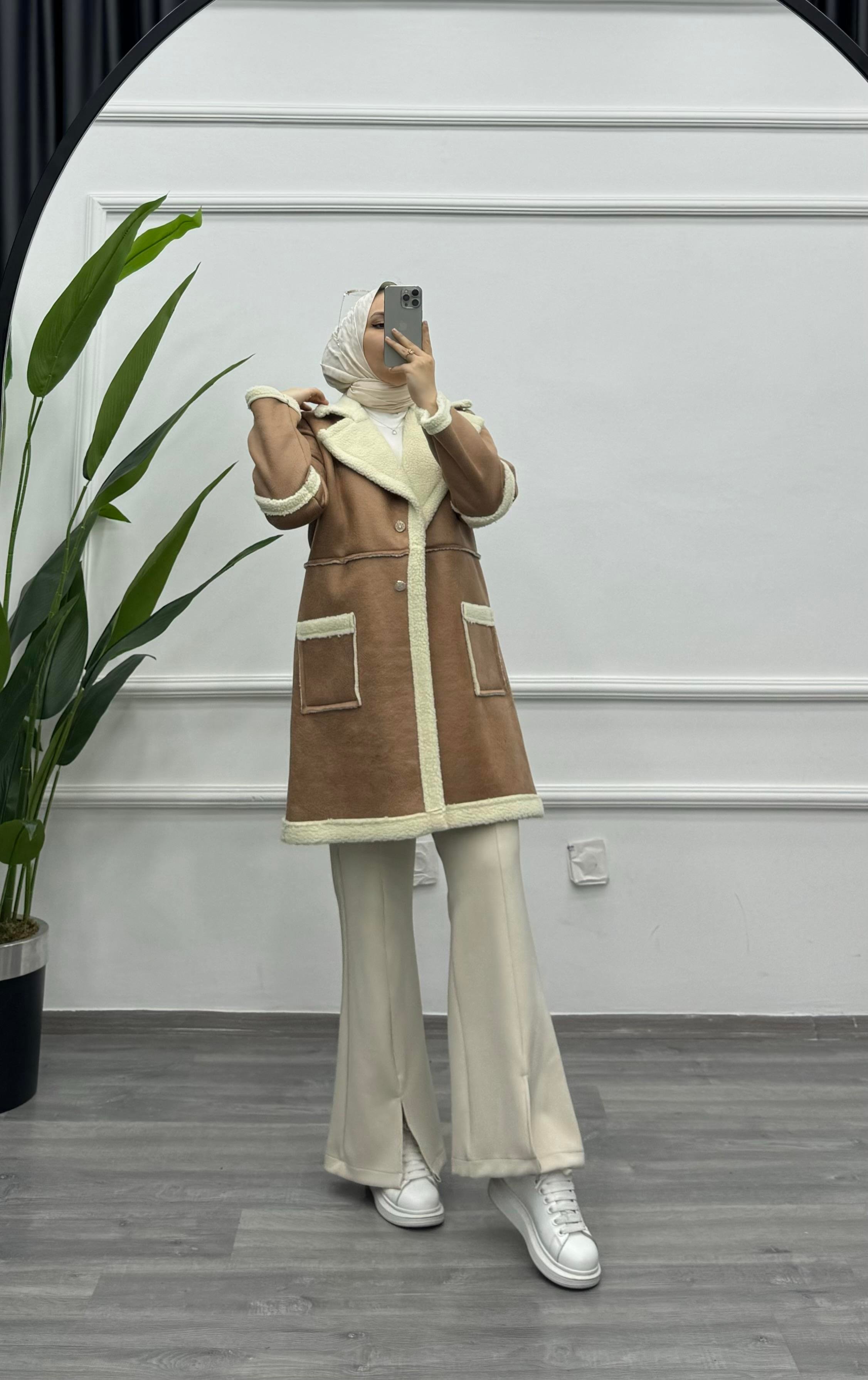 Bislife Kısa Süet Kaban Kahve 