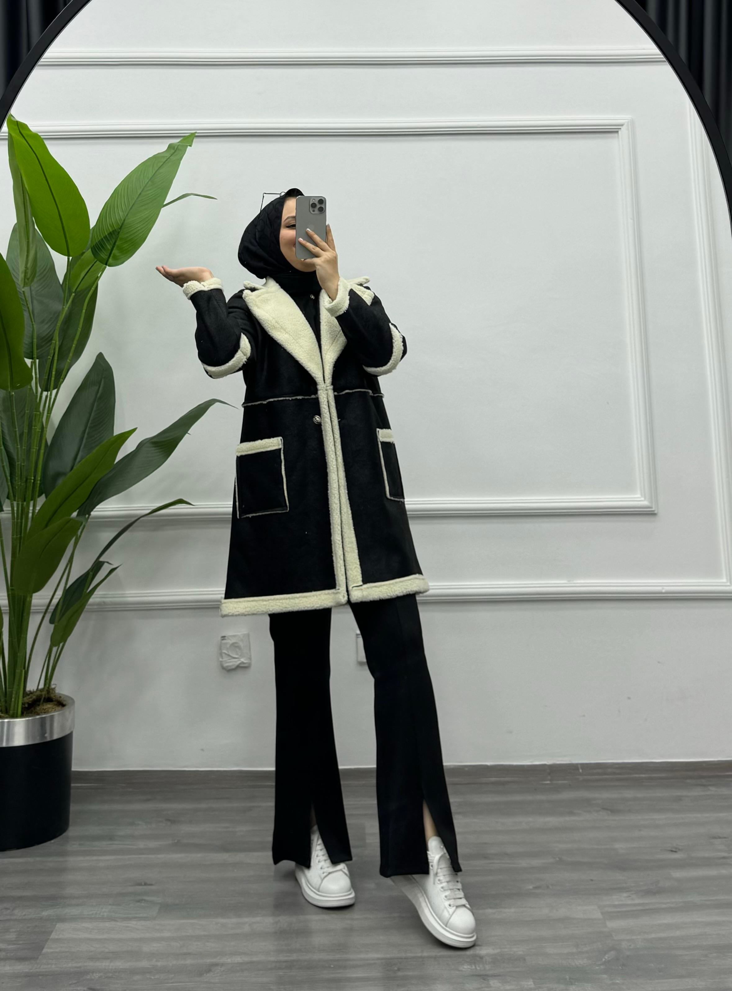 Bislife Kısa Süet Kaban Siyah 