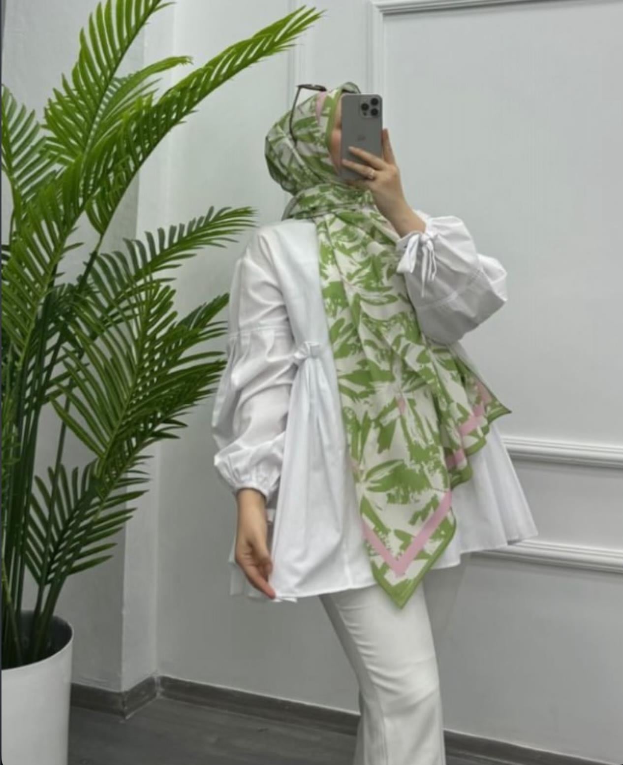 Desenli Şal Mint yeşil