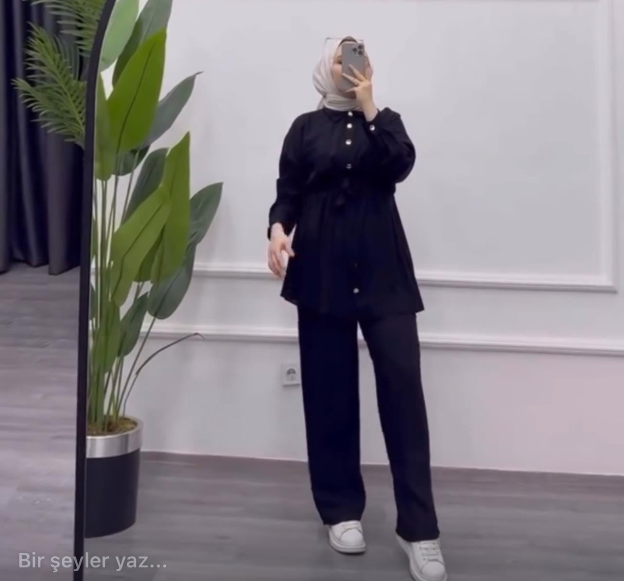 kupra bel sıkmıklı takım siyah