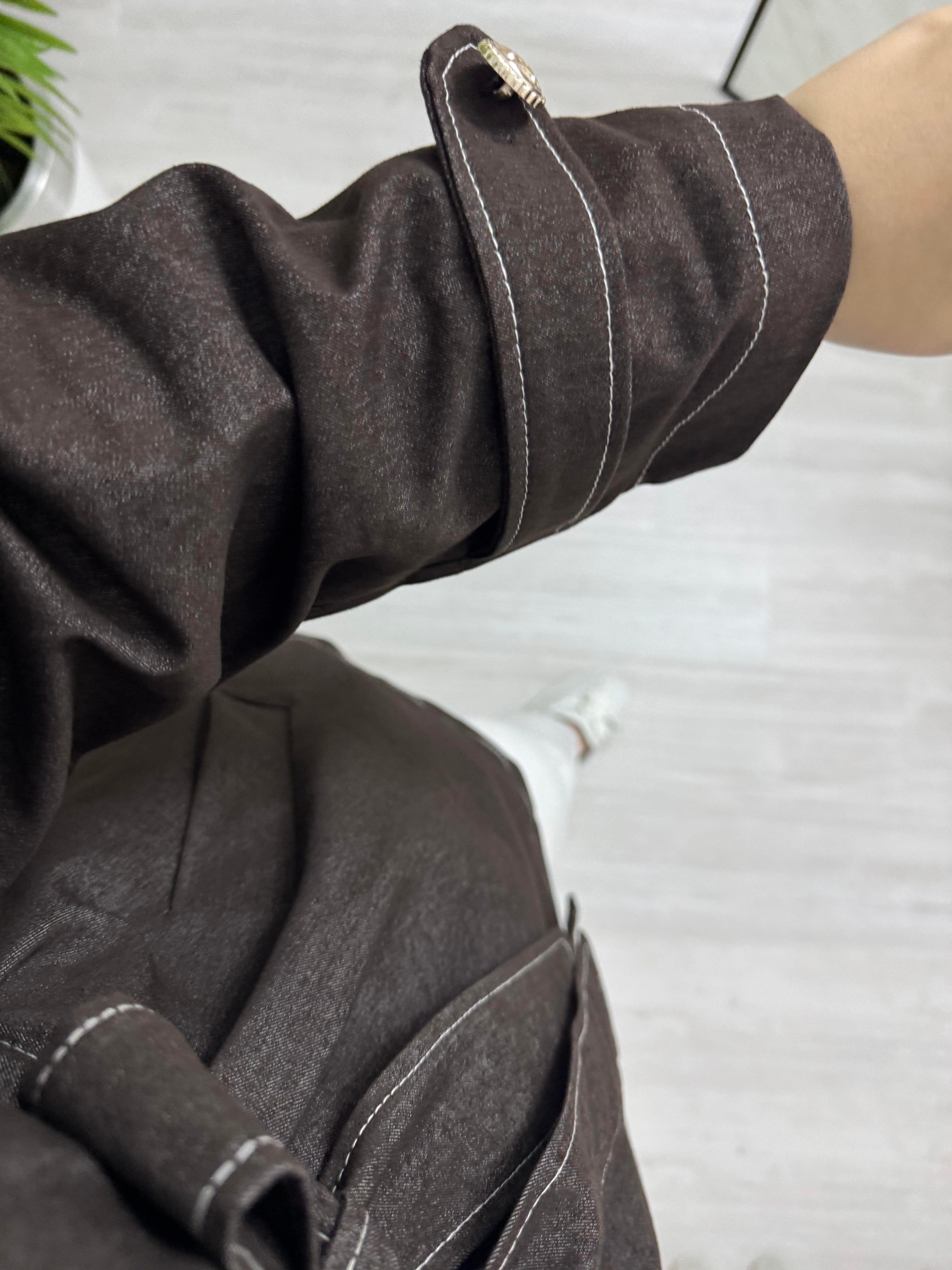Line Düğmeli Kot Kumaş Kahve