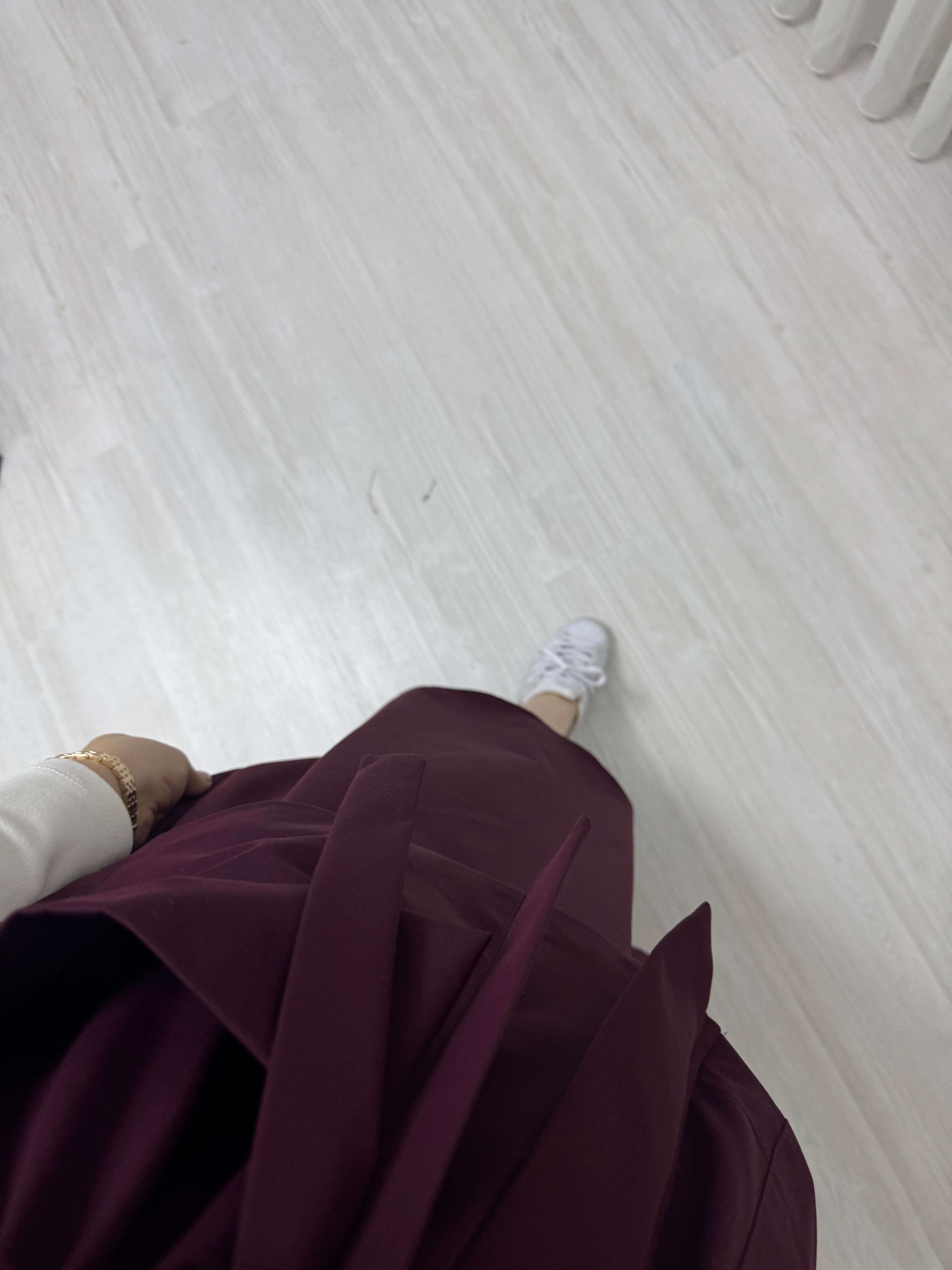 Line Etekli Yelekli Takım Bordo