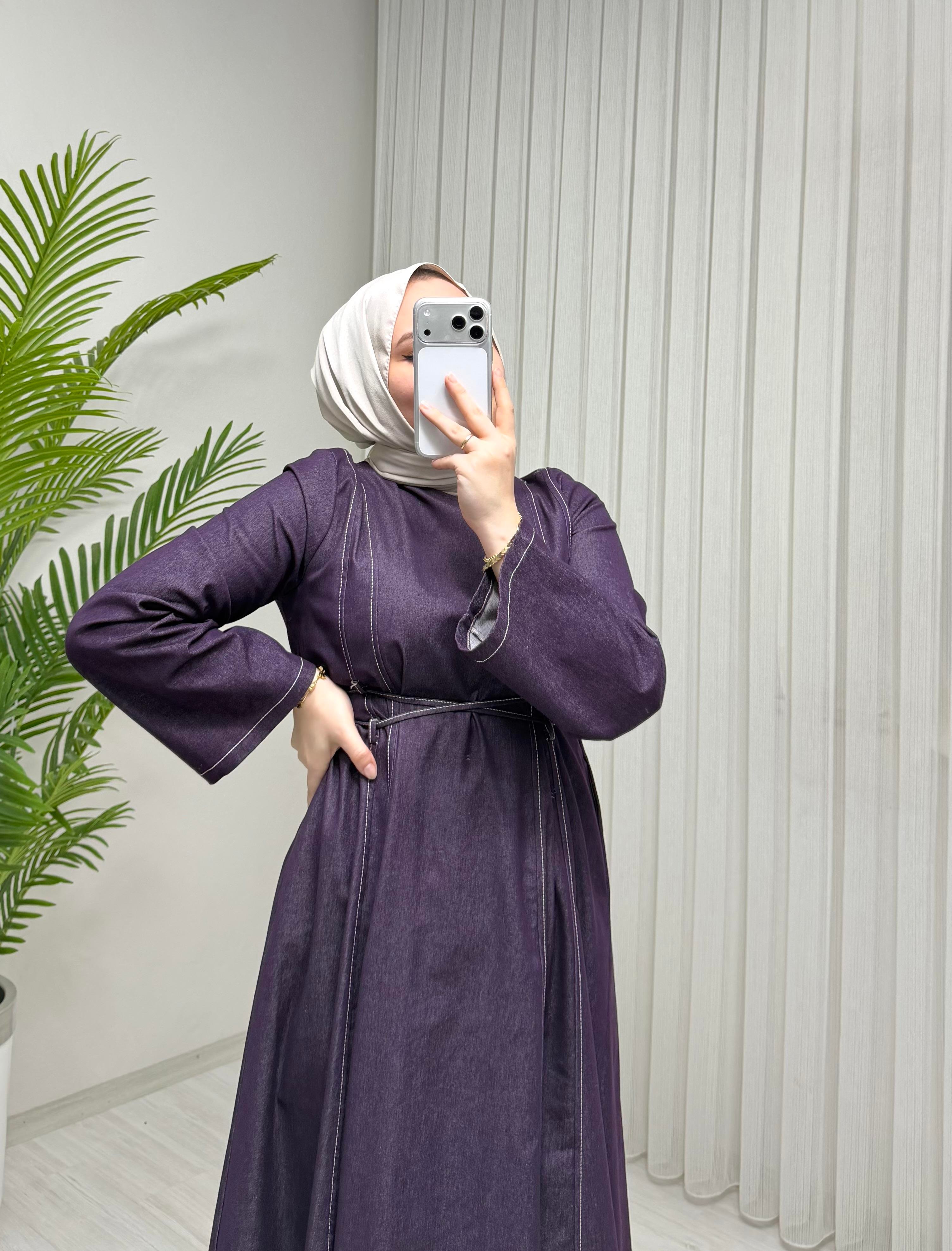 Line Kot Elbise Trikot Mürdüm