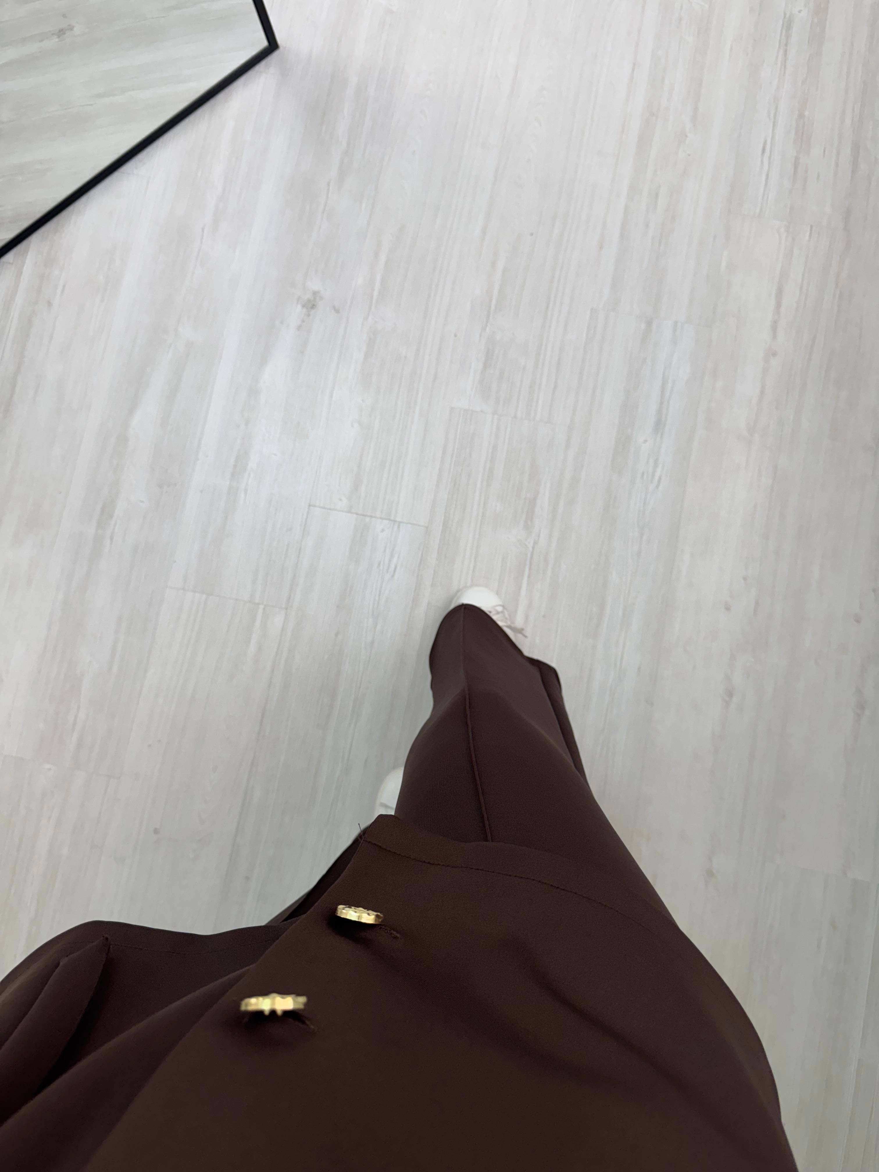 Newshe Düğmeli Scuba Takım Kahve