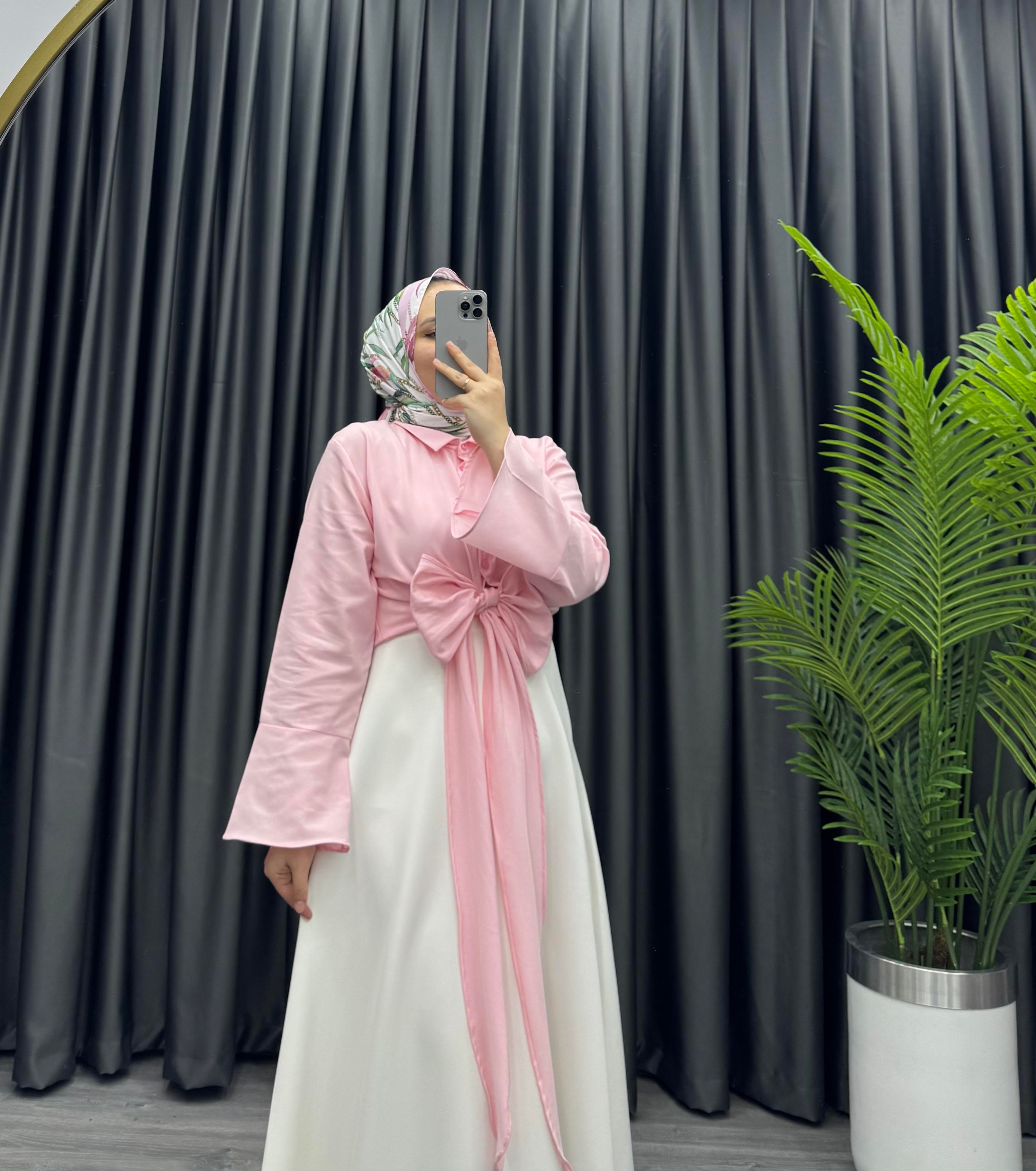 Newshe fiyonk Tunik Etek Üstü Pembe 