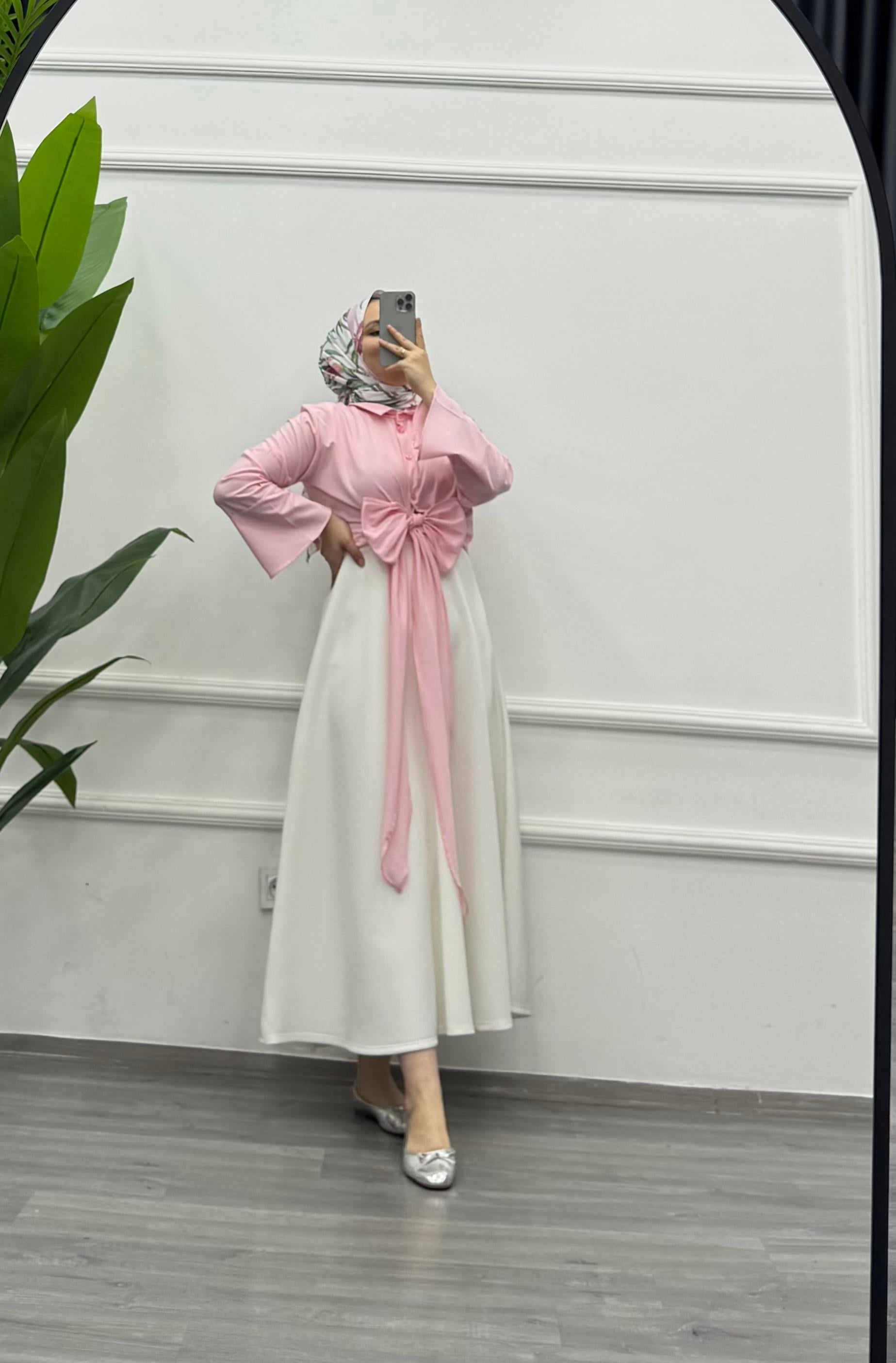 Newshe fiyonk Tunik Etek Üstü Pembe 