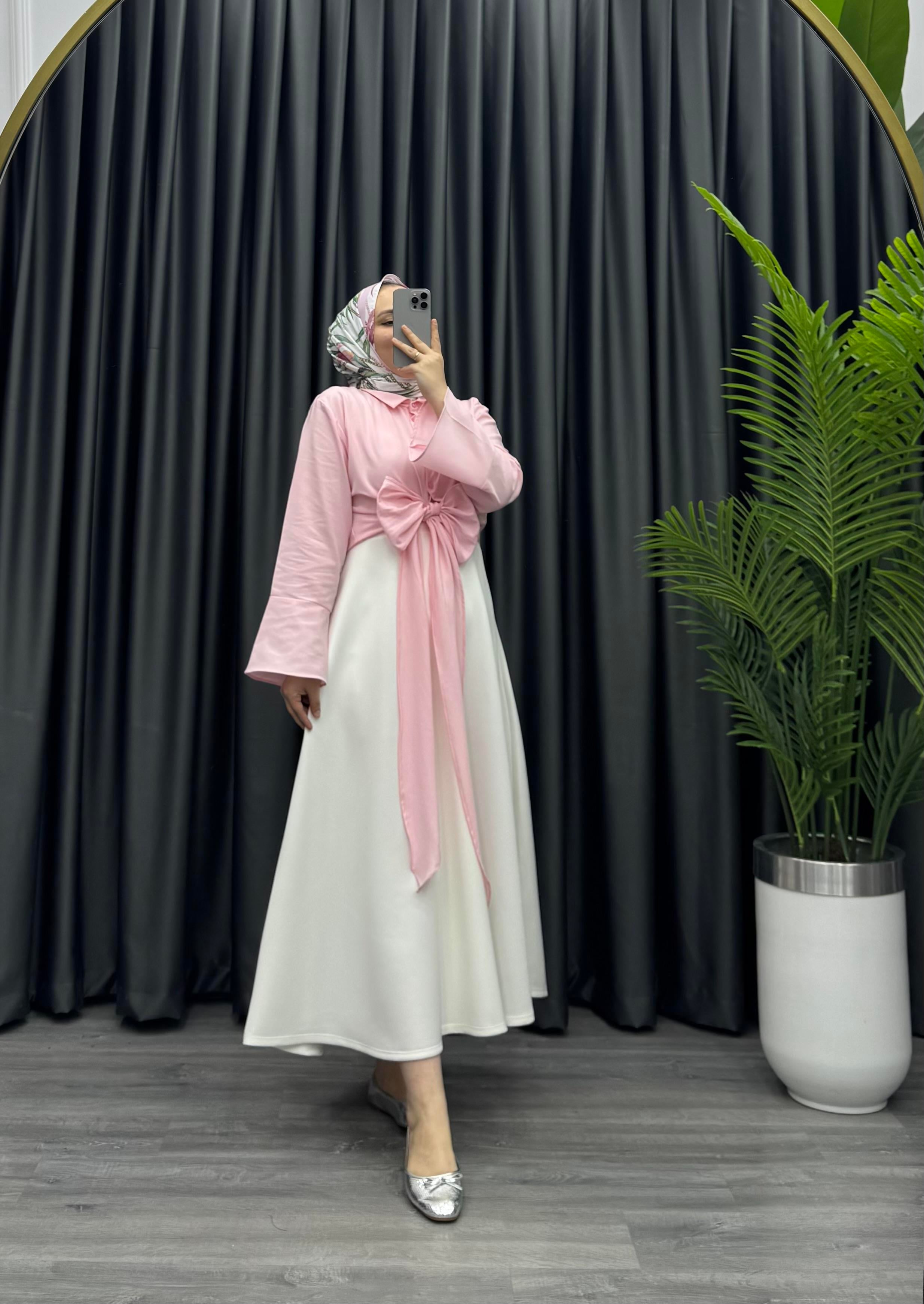 Newshe fiyonk Tunik Etek Üstü Pembe 