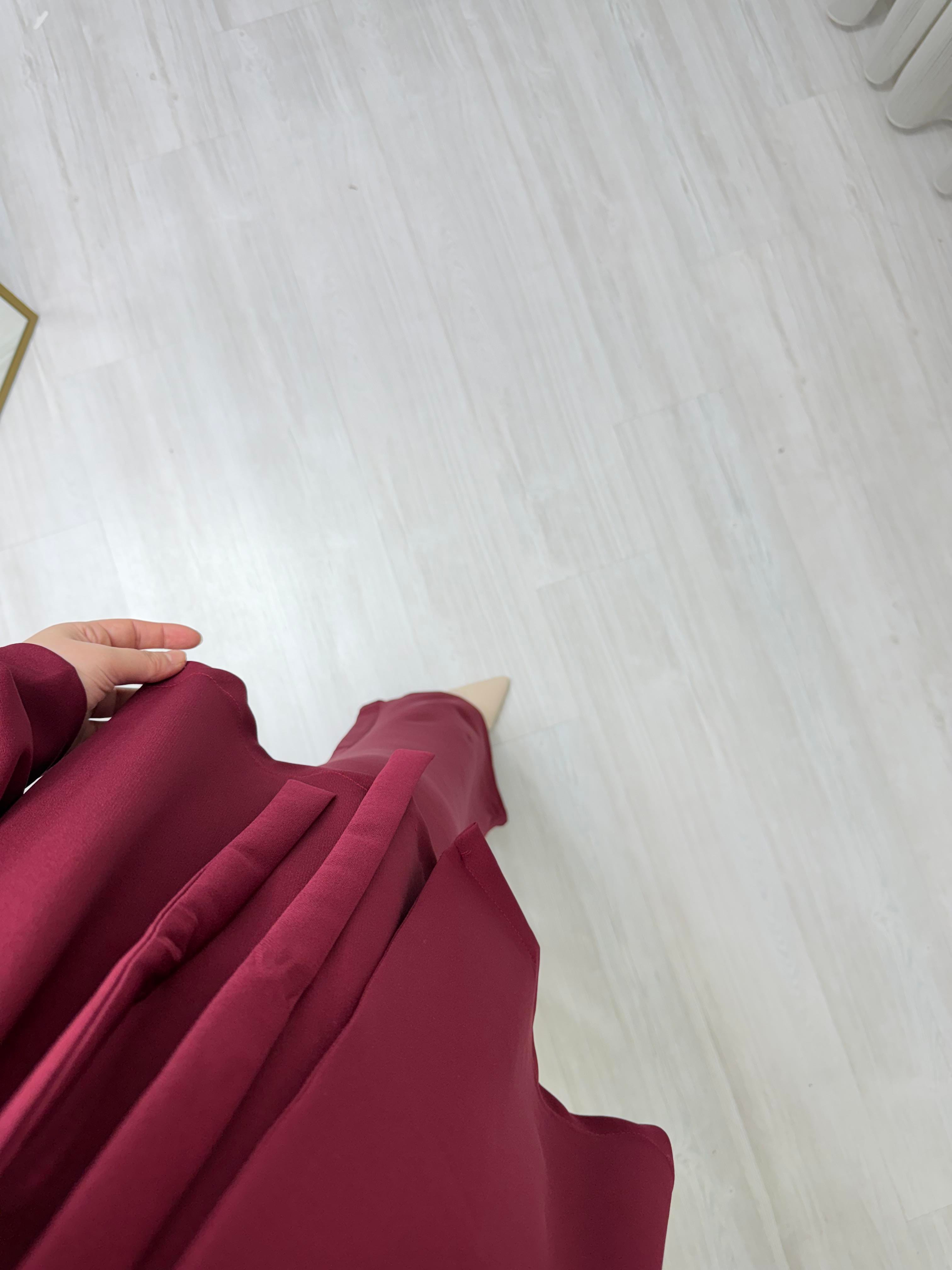 Newshe Krep İspanyol pantolon Takım Bordo