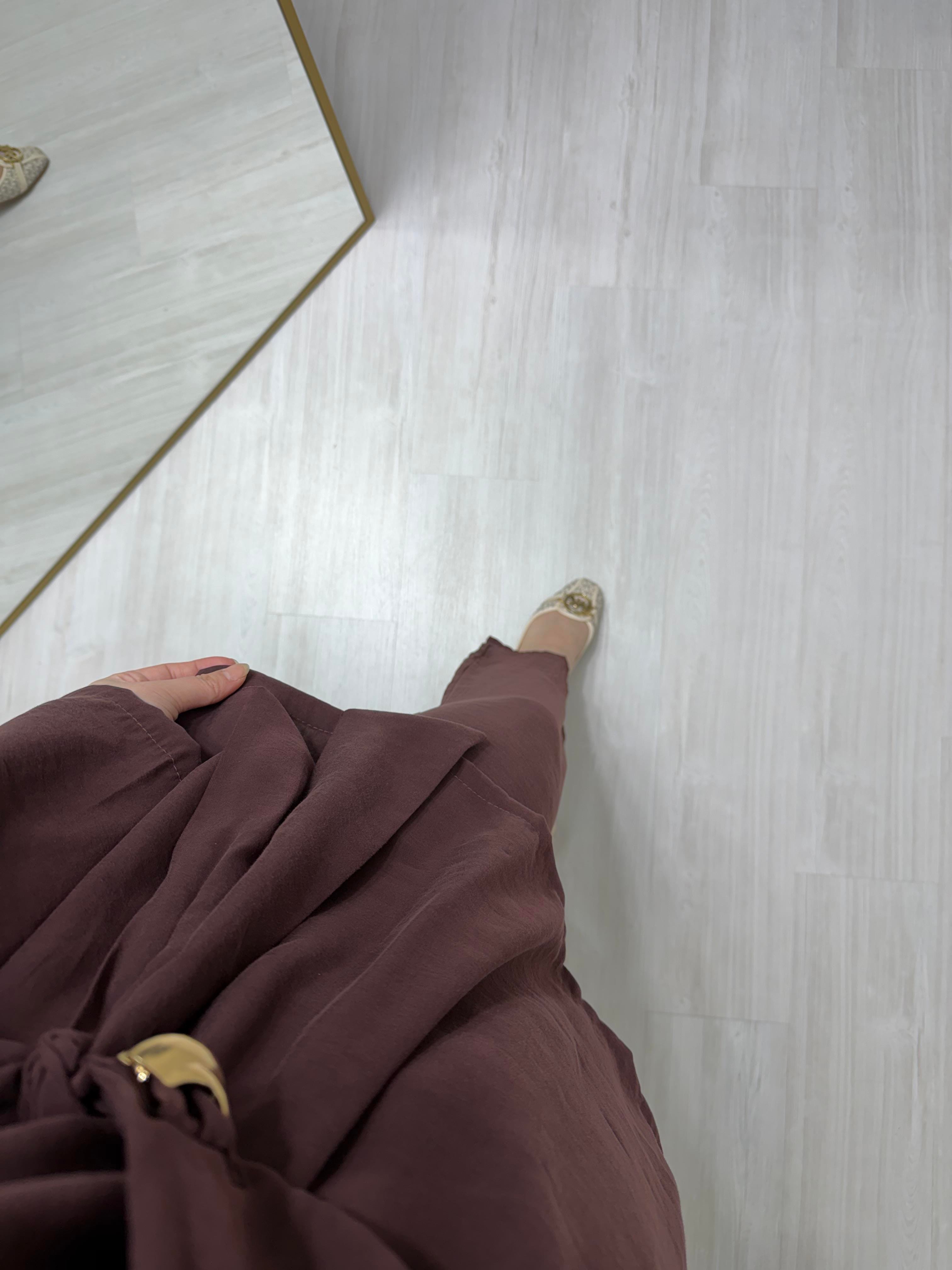 Newshe Modal Kumaş Pantalonlu Takım Kahve