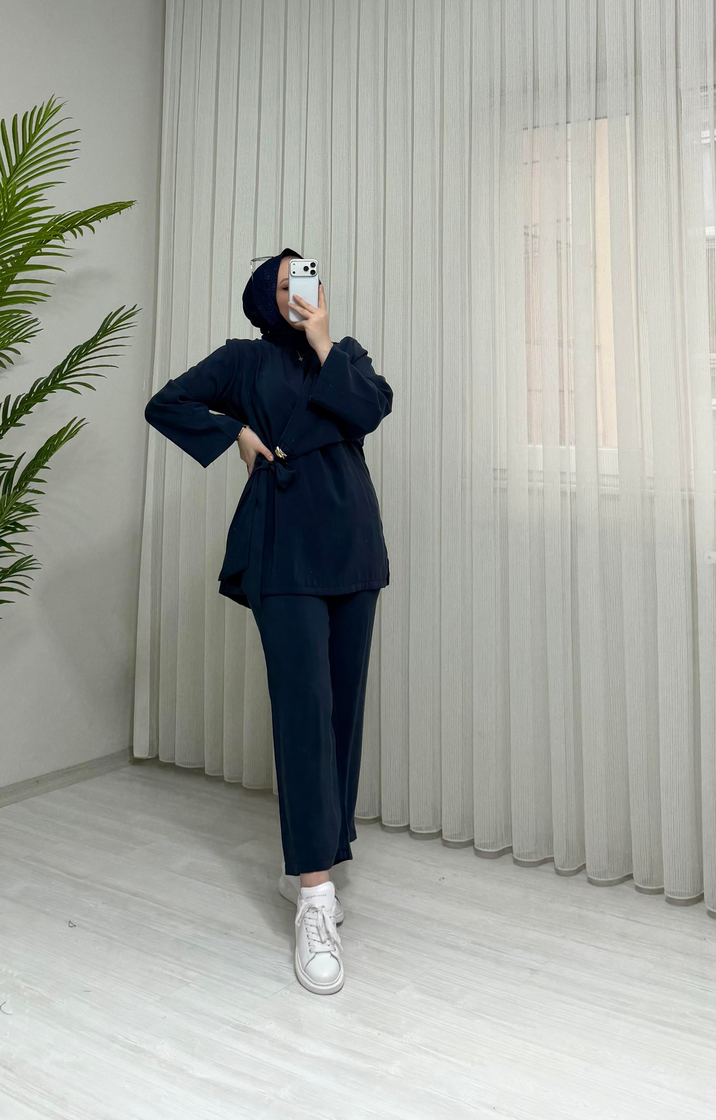 Newshe Modal Kumaş Pantalonlu Takım Lacivert