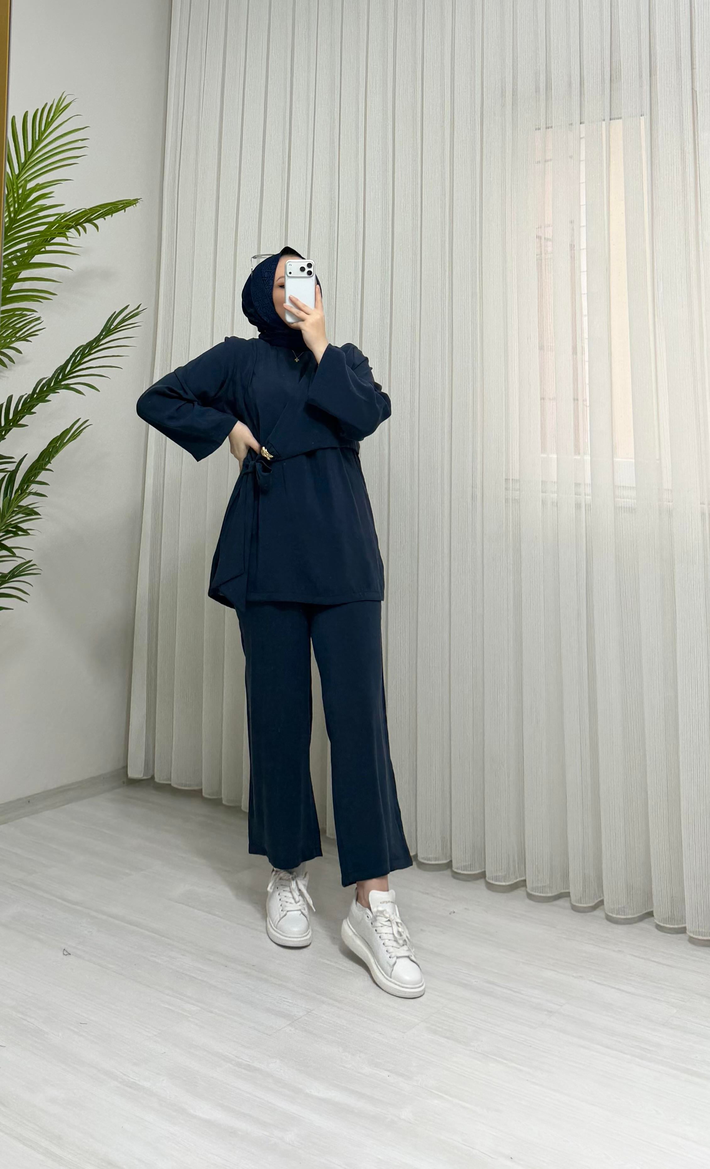 Newshe Modal Kumaş Pantalonlu Takım Lacivert