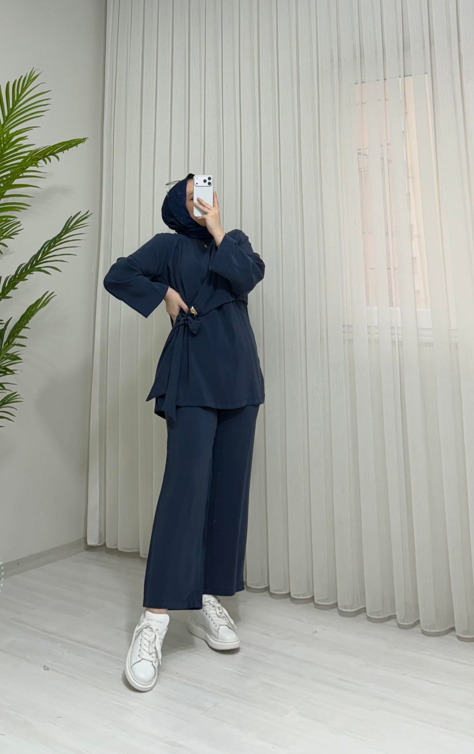 Newshe Modal Kumaş Pantalonlu Takım Lacivert