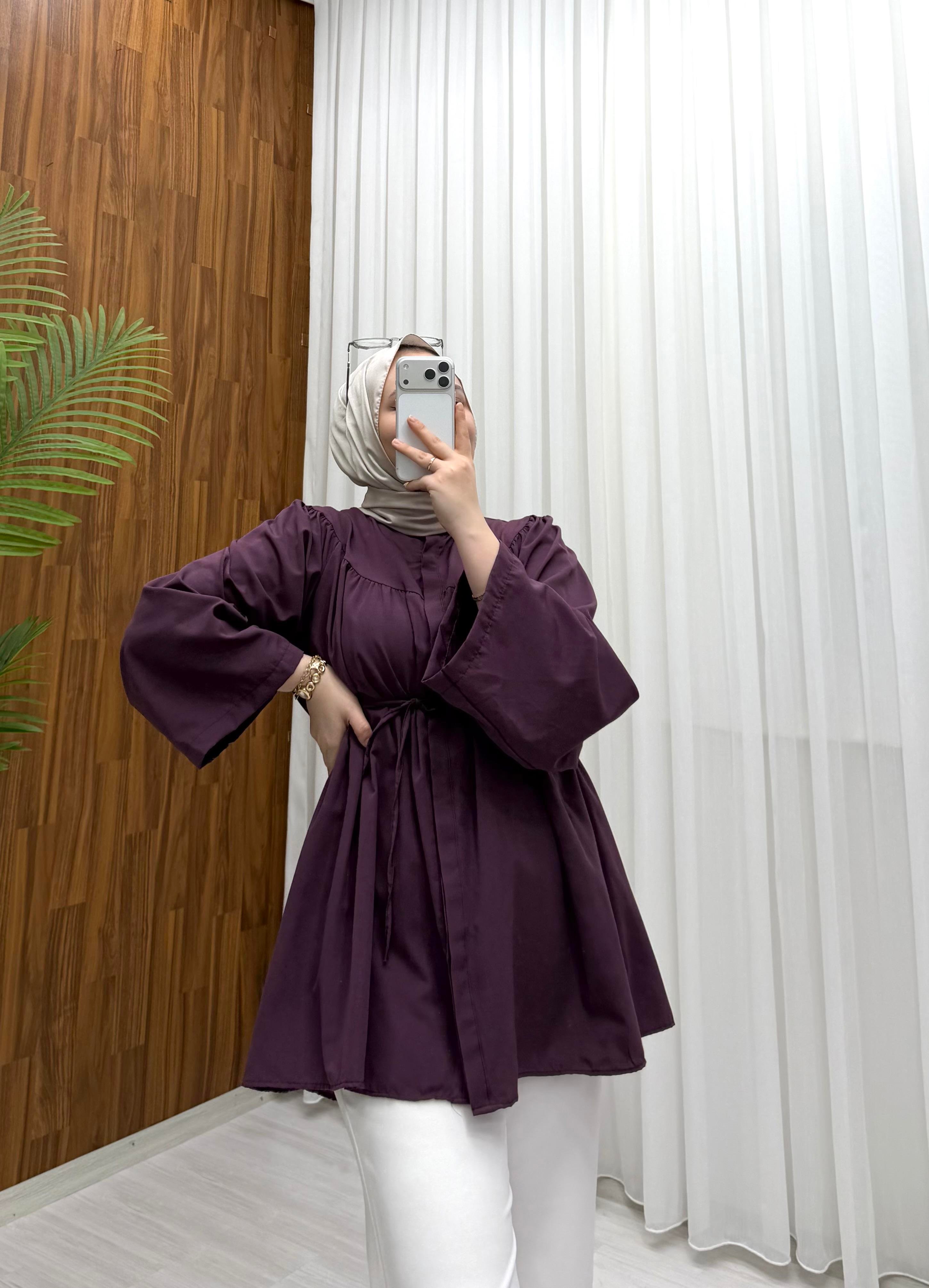 Newshe STD Beden İspanyol Kol Trikoton Tunik Bordo
