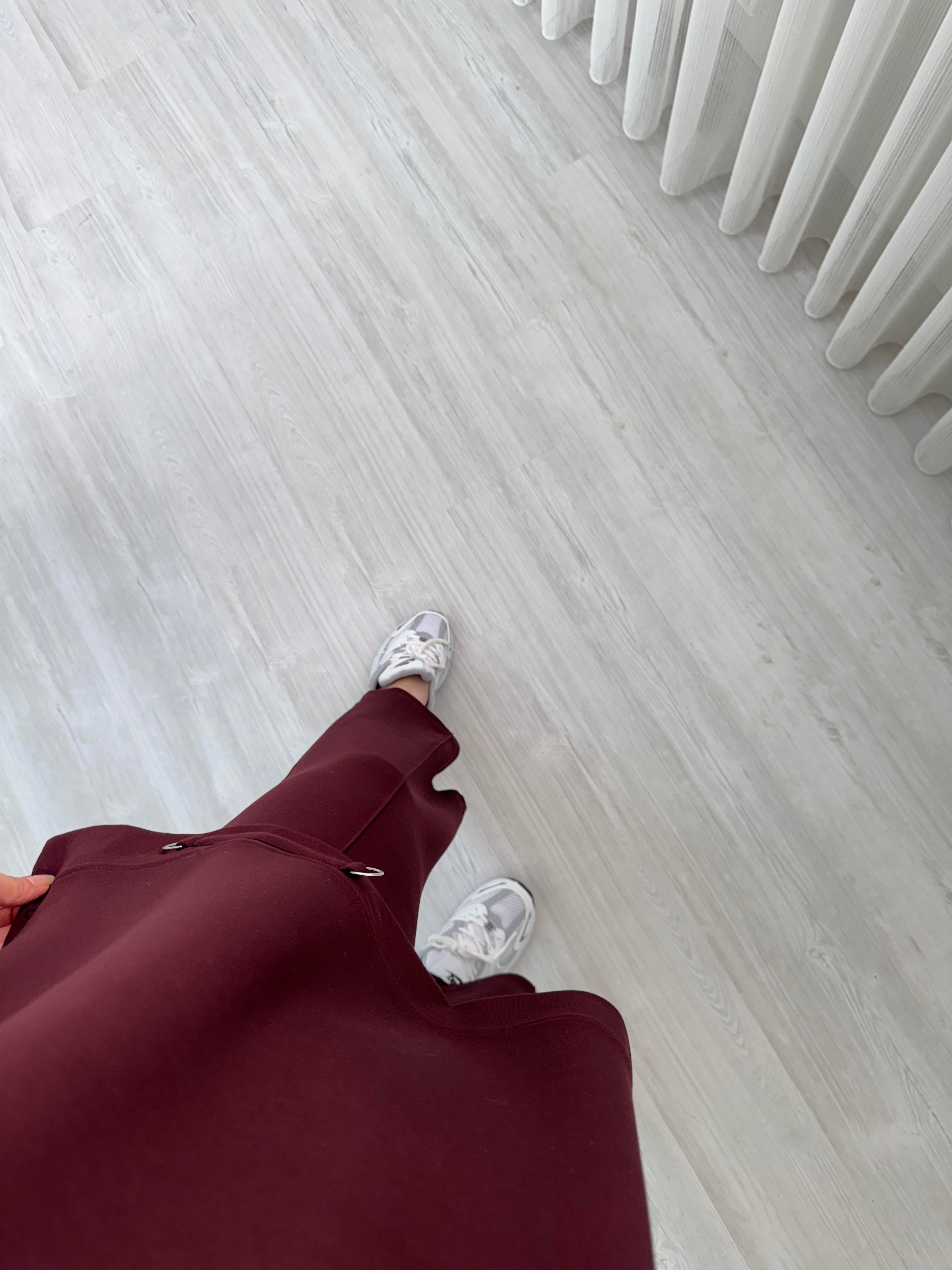 Plise Oyshoo Demir Detaylı Takım Bordo