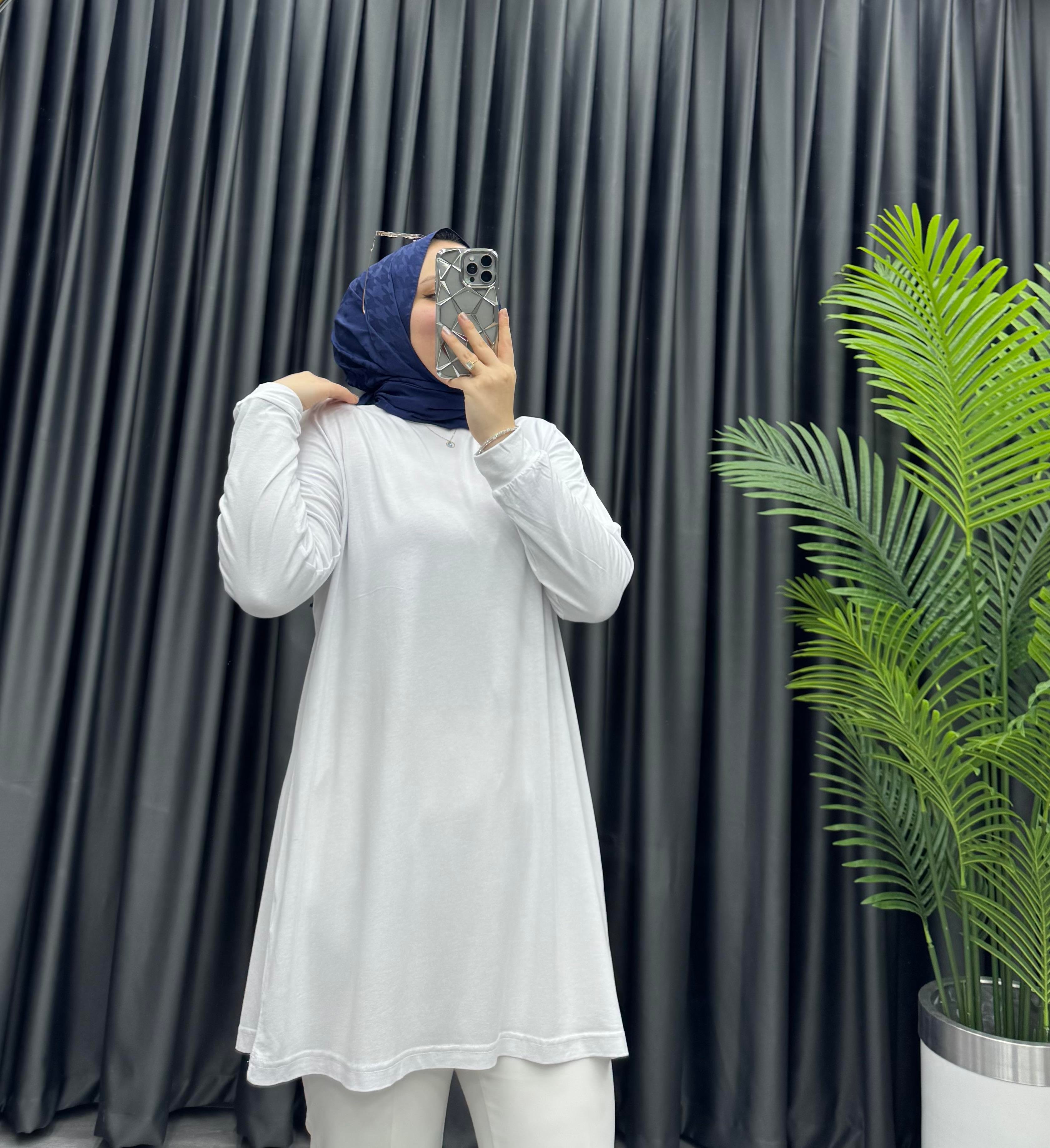 Plise STD Beden Tunik Beyaz (24181)