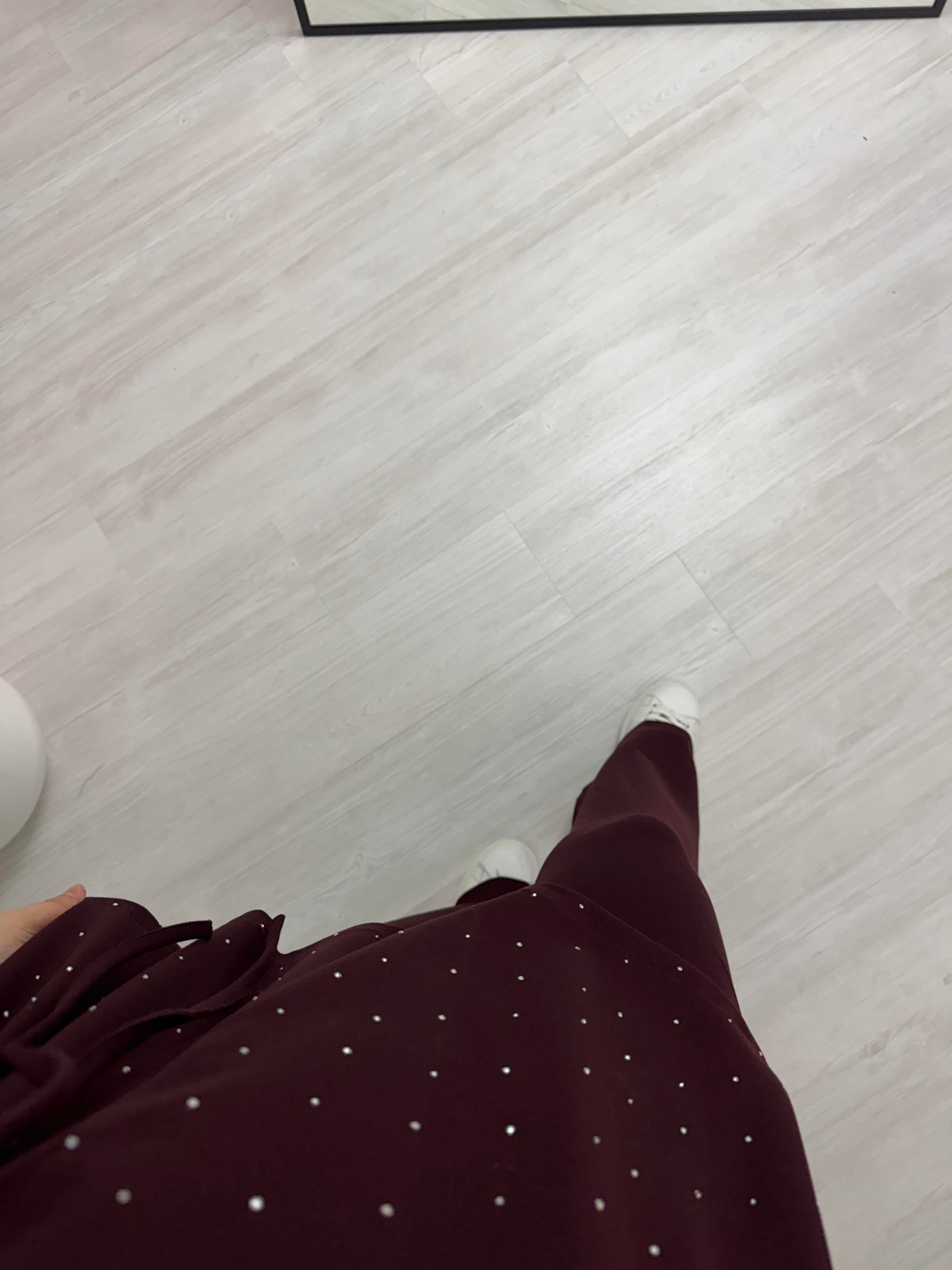 Plise Taş İşlemeli Oyshoo Takım Bordo