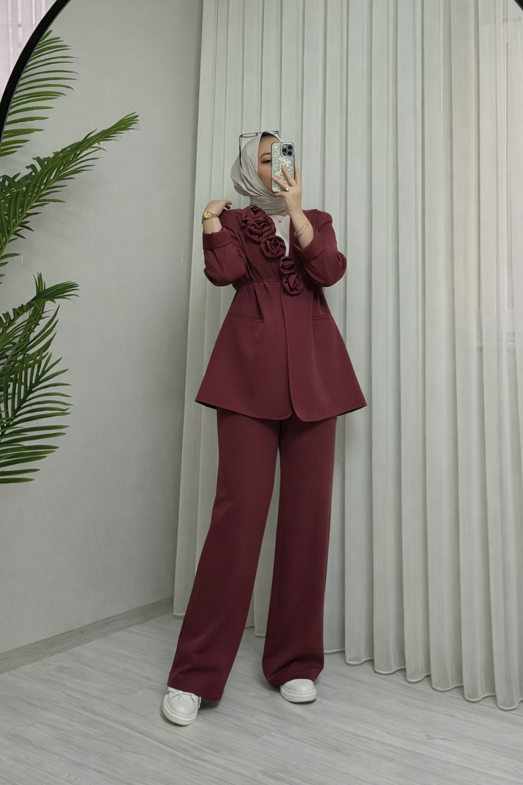 Poli Astarlı Gül (seyyar) Takım Bordoo