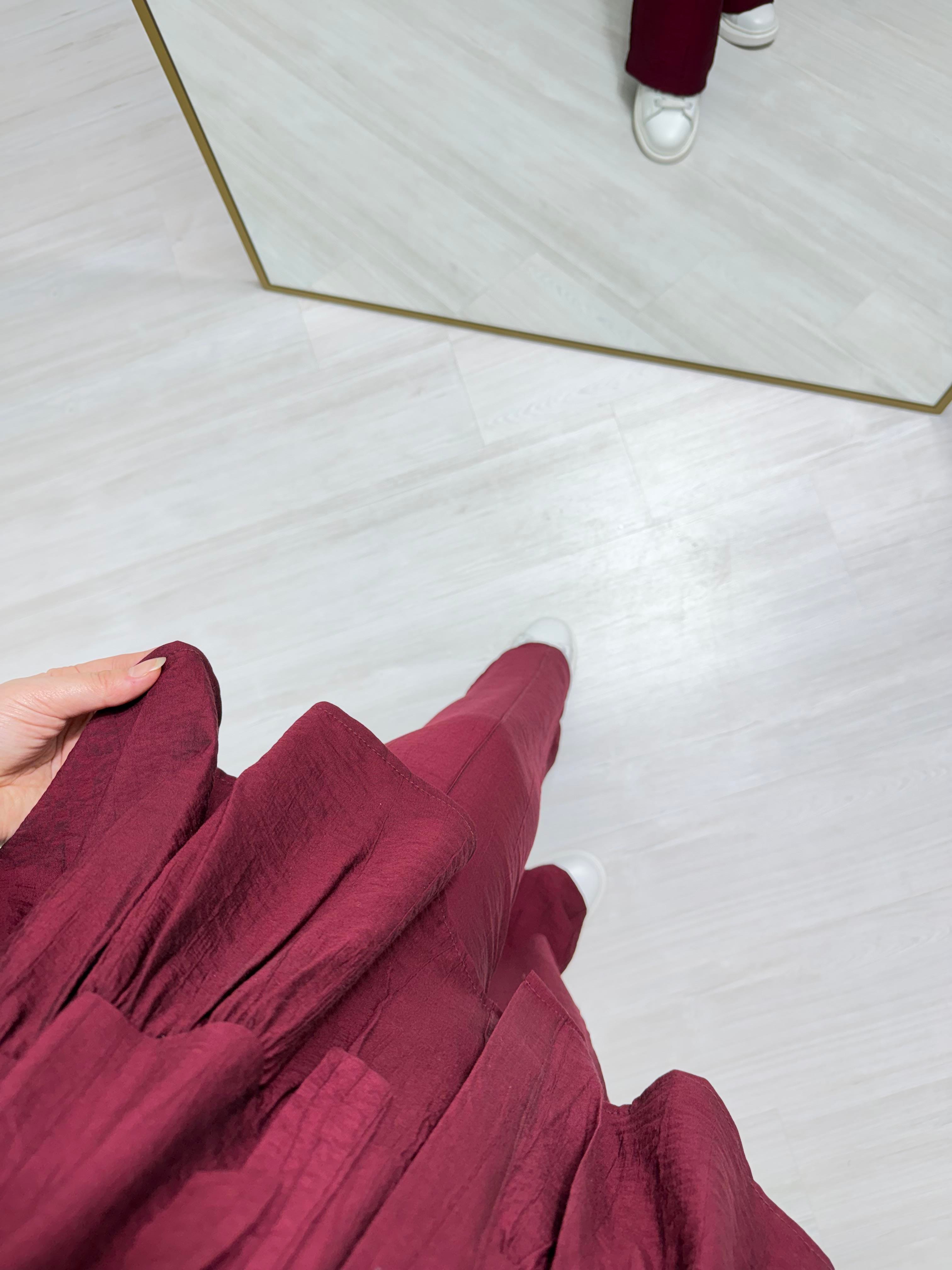 Poli Çilek Kumaş Kuşaklı Takım Bordo