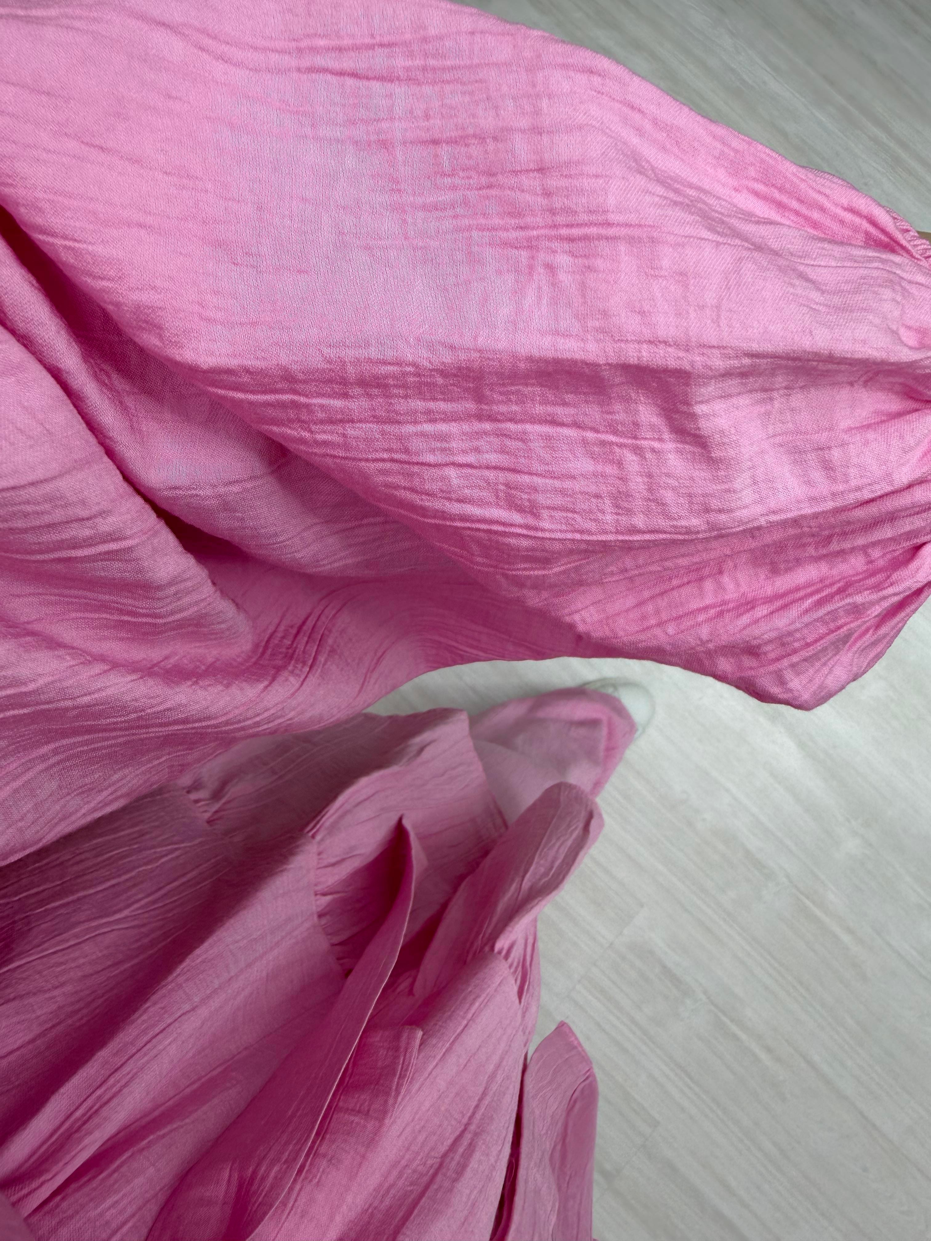 Poli Çilek Kumaş Kuşaklı Takım Pembe