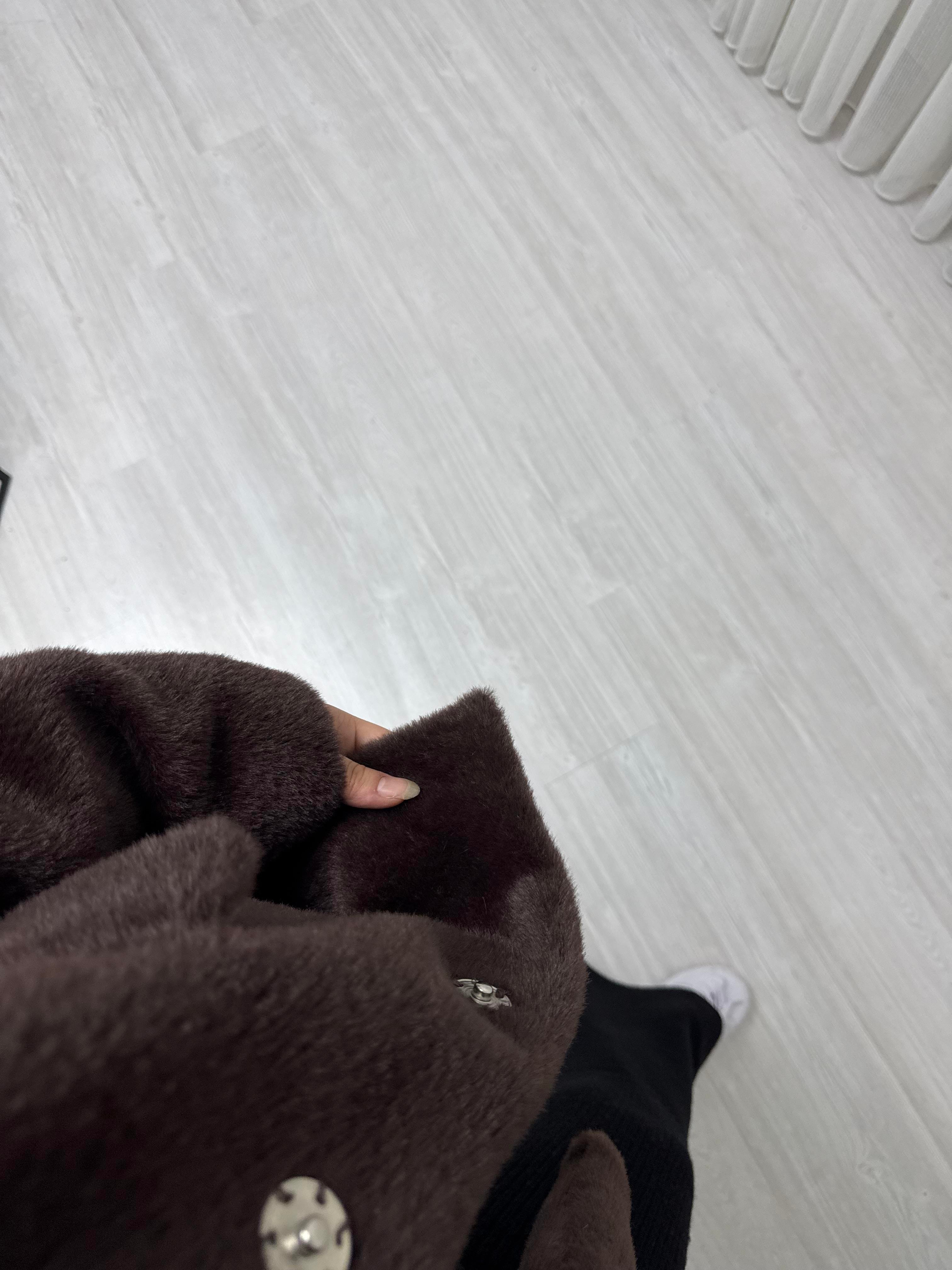 Poli Çıtlı Angora Astarlı Kaban Kahve