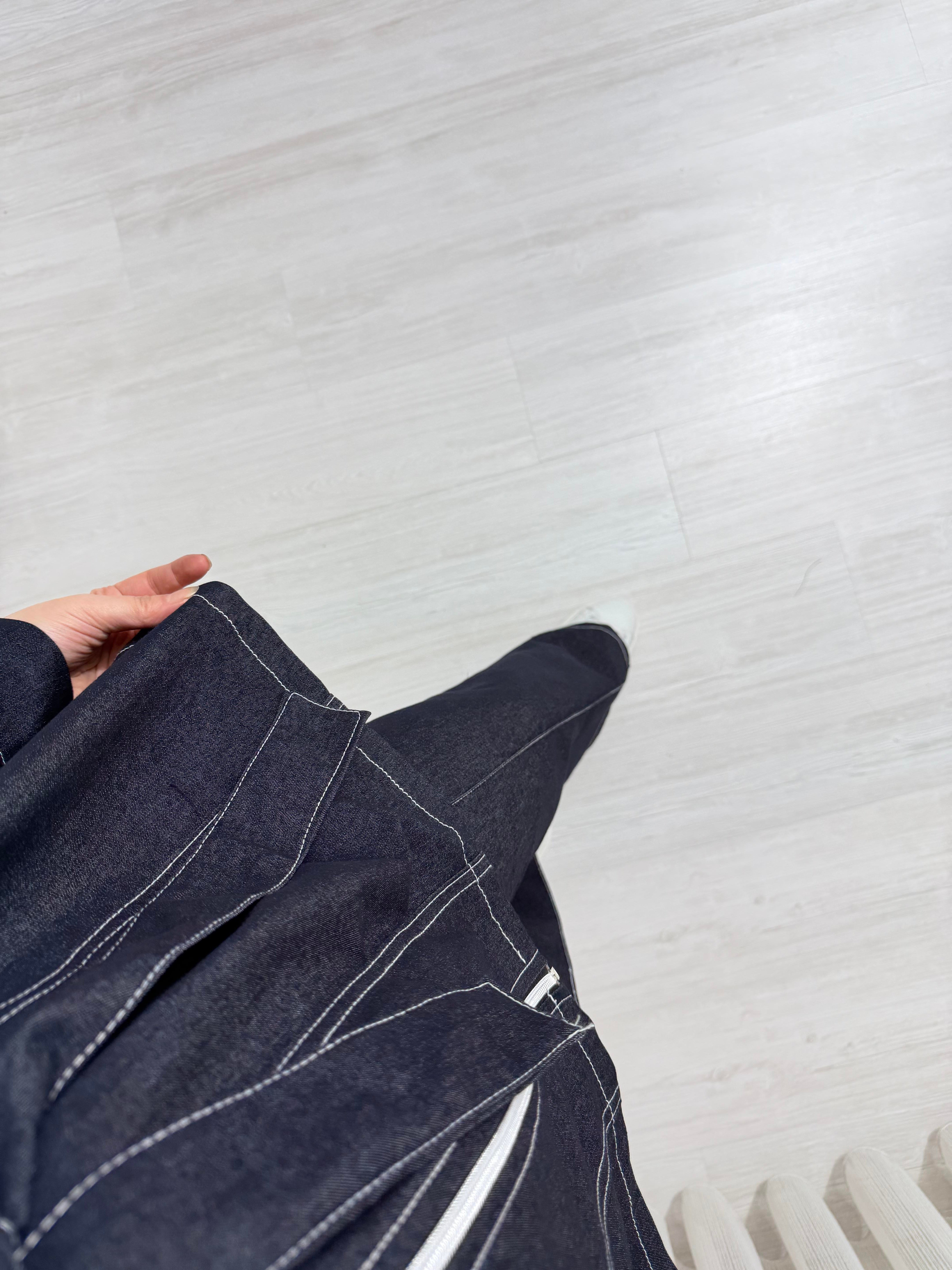 Poli Çizgili Kot Pantalonlu Takım Kahve