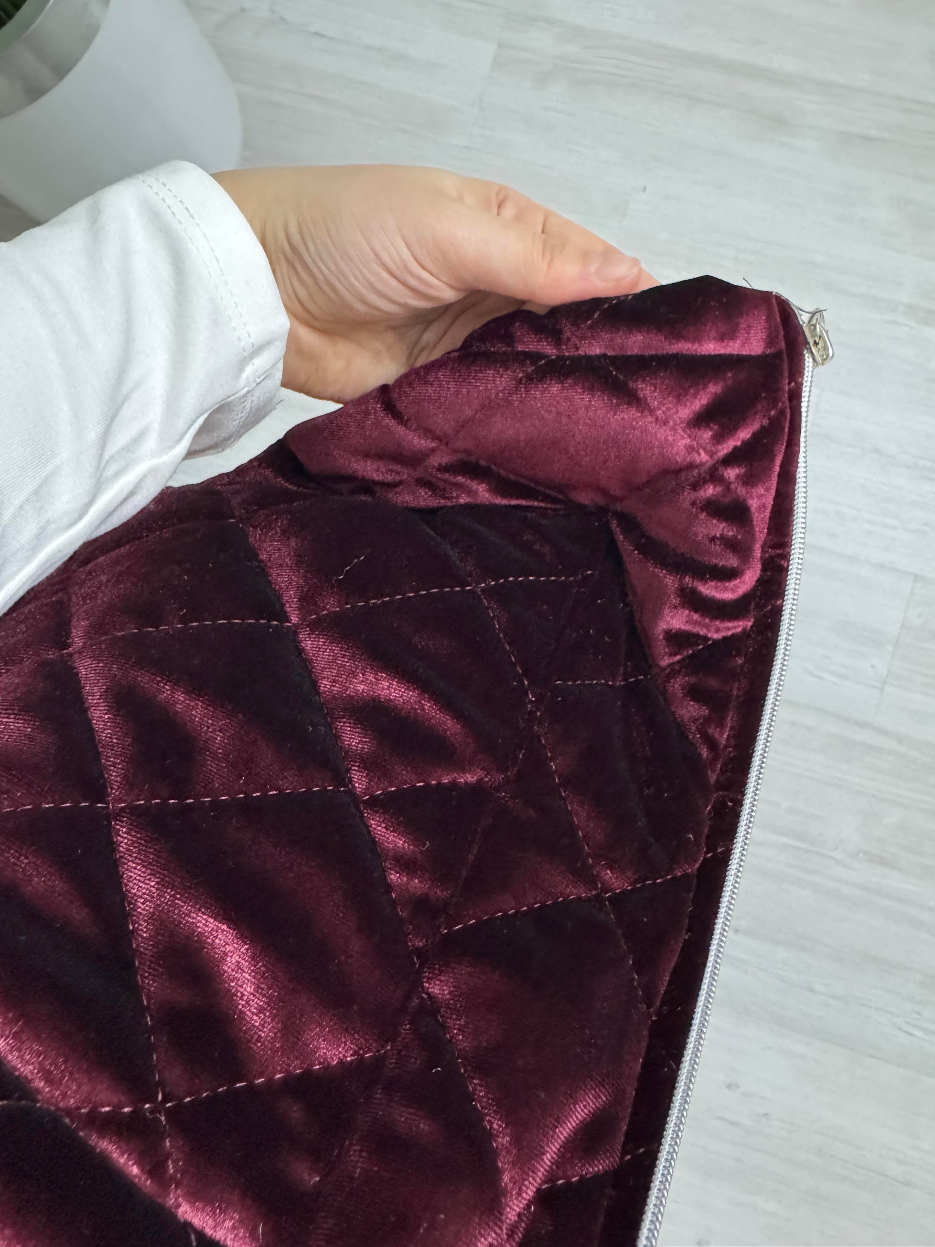 Poli Elyaf Dolum Astarlı Yelek Bordo