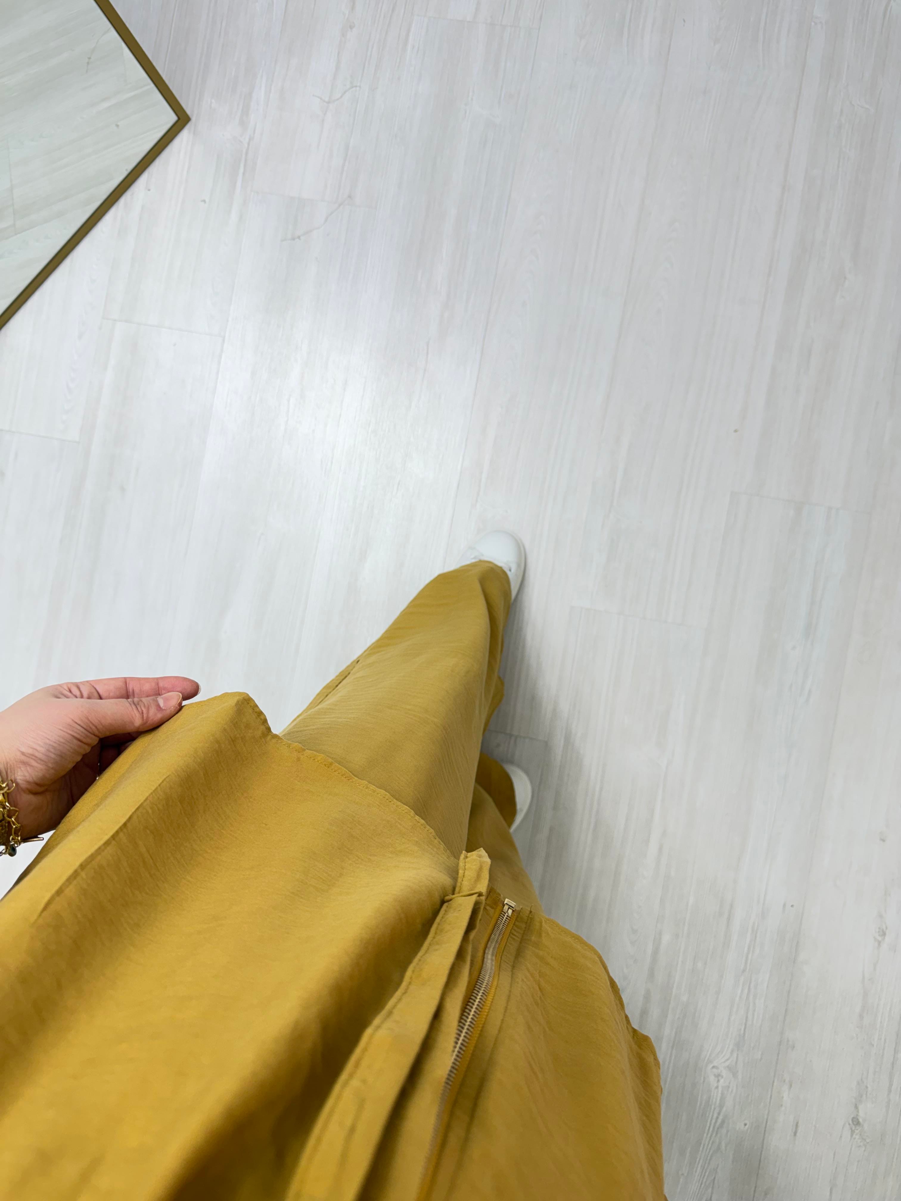 Poli Fermuar Detaylı Modal Takım Hardal
