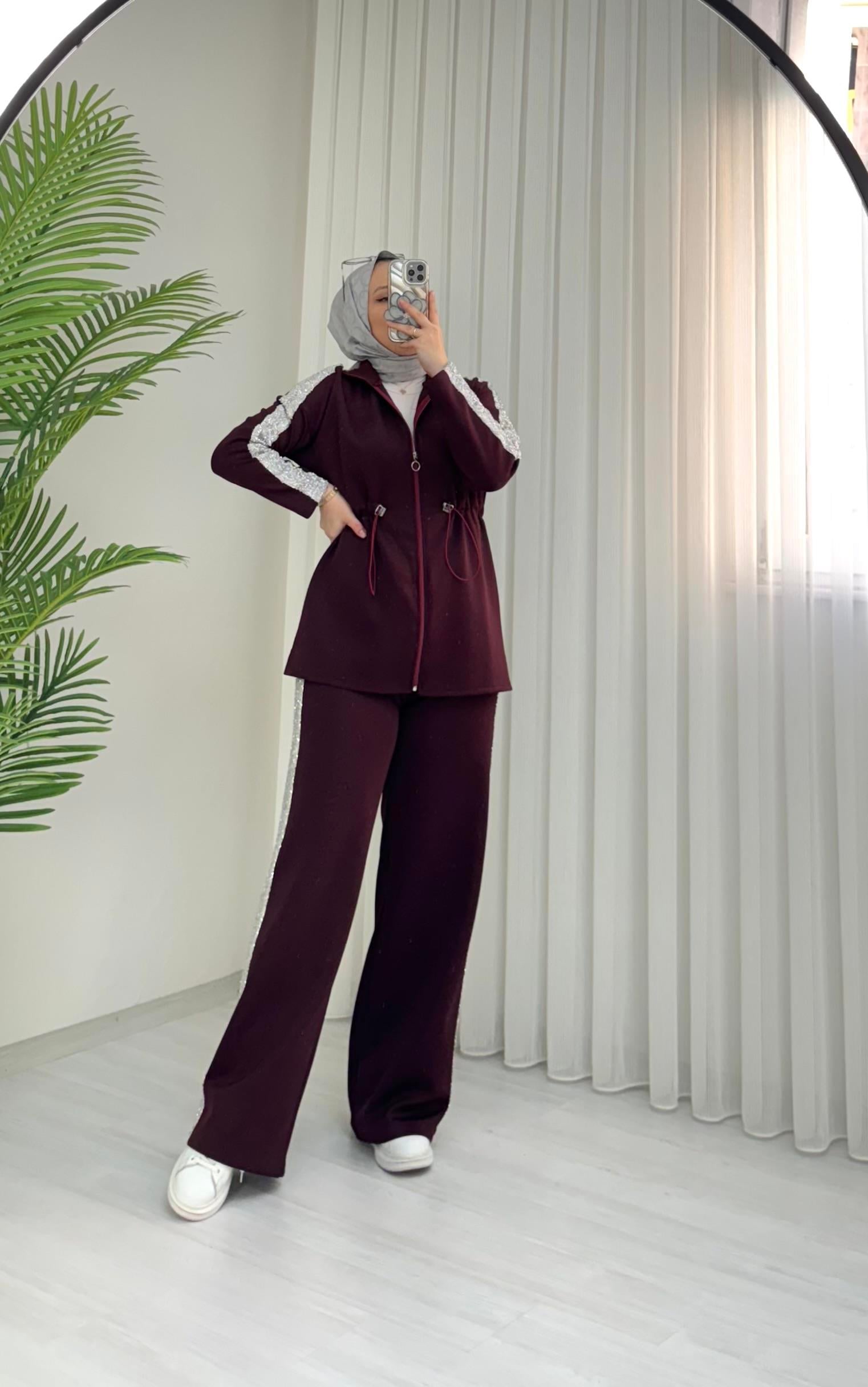 Poli Glow Sim Şerit Takım Bordo