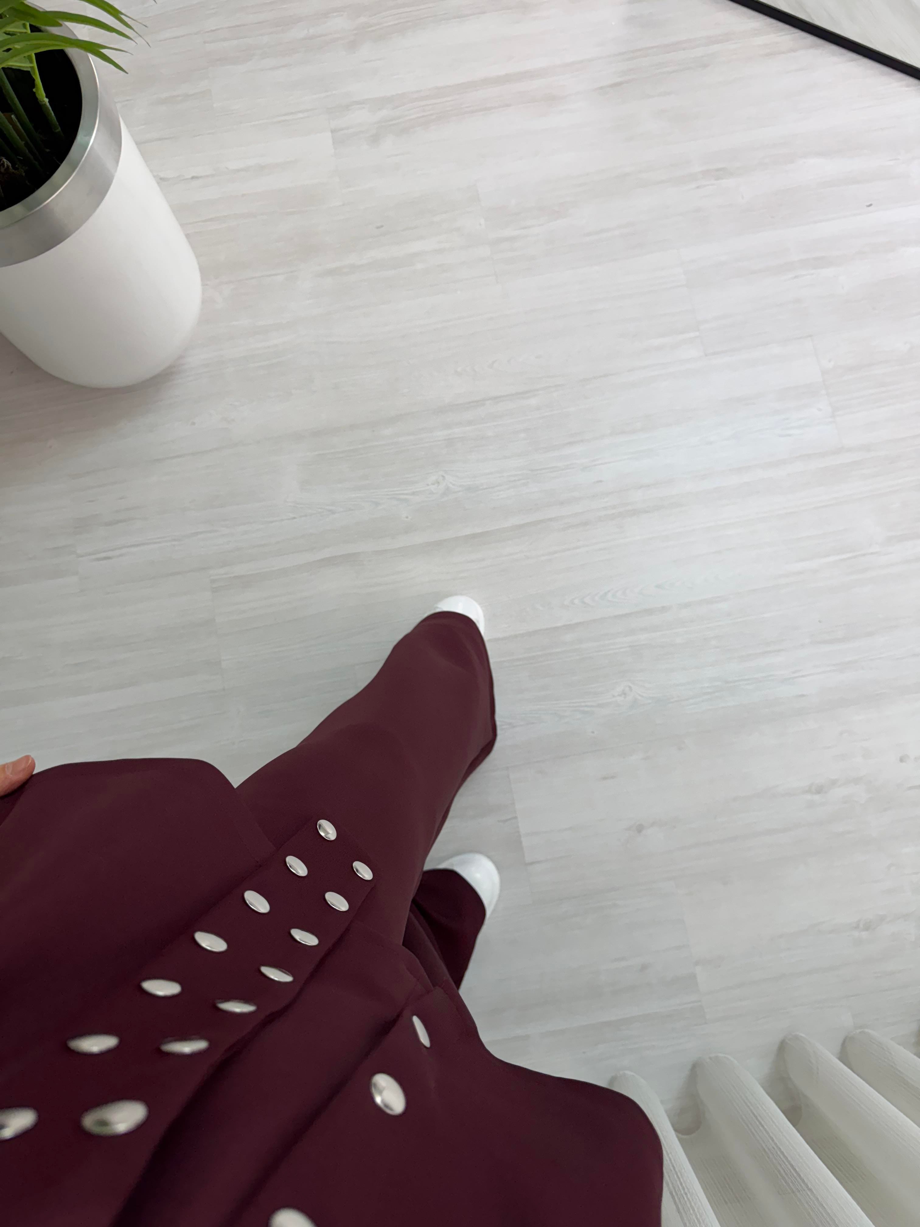 Poli Kemeri Çıt Detaylı Scuba Takım Bordo