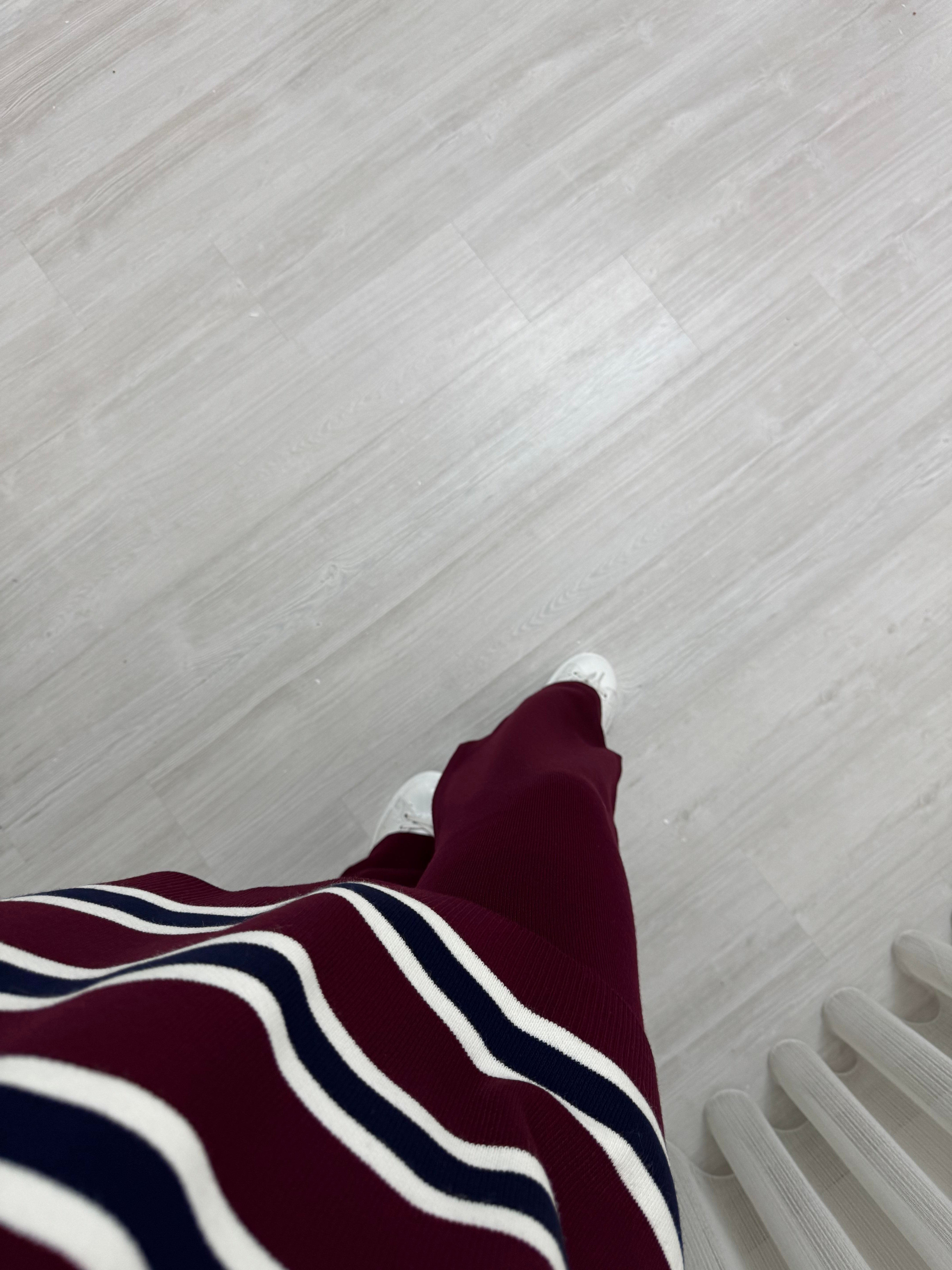 Poli Poolo Yaka Çizgili Triko Takım Bordo