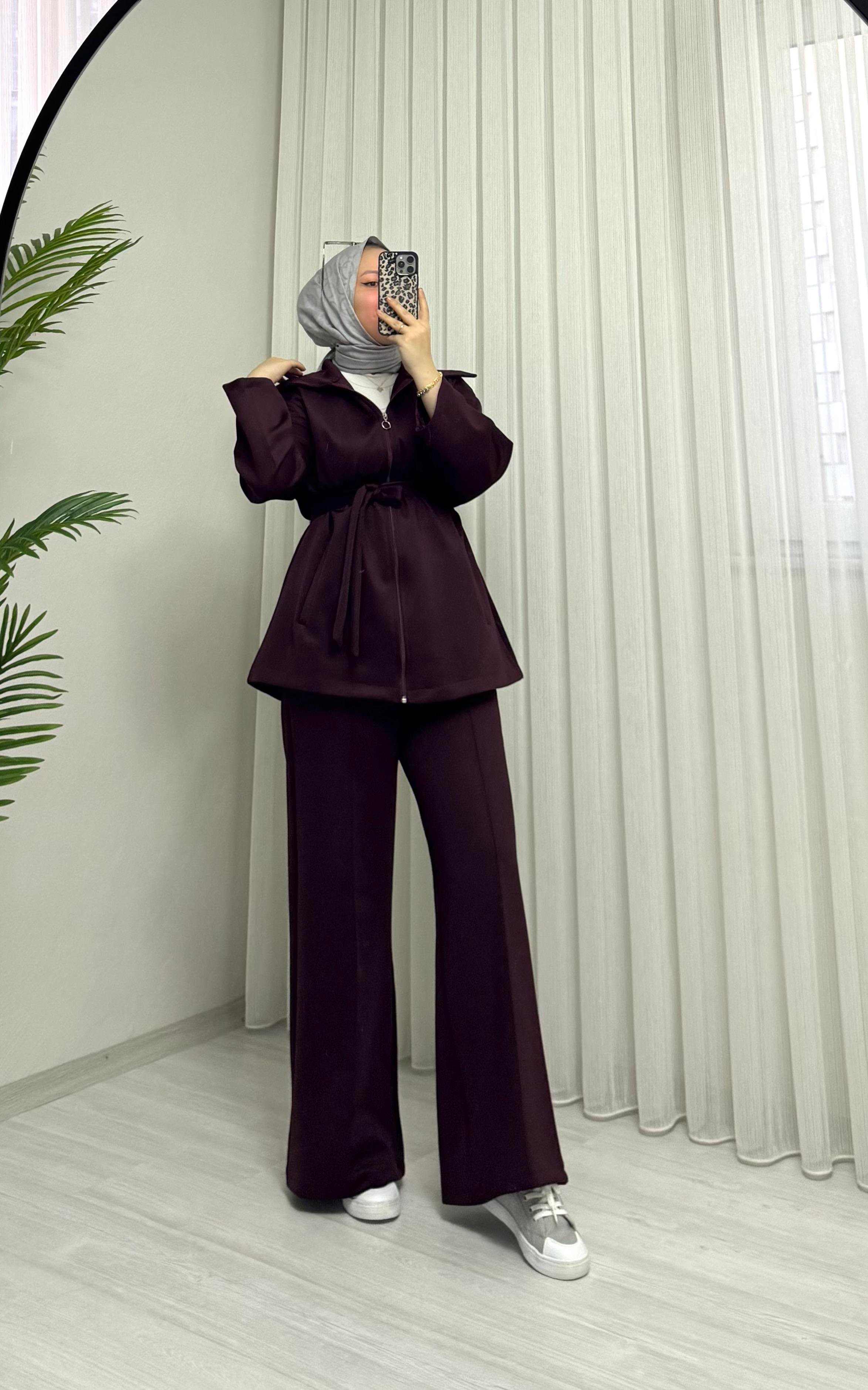 Poli Premiyum Kürklü Scuba Takım Bordo