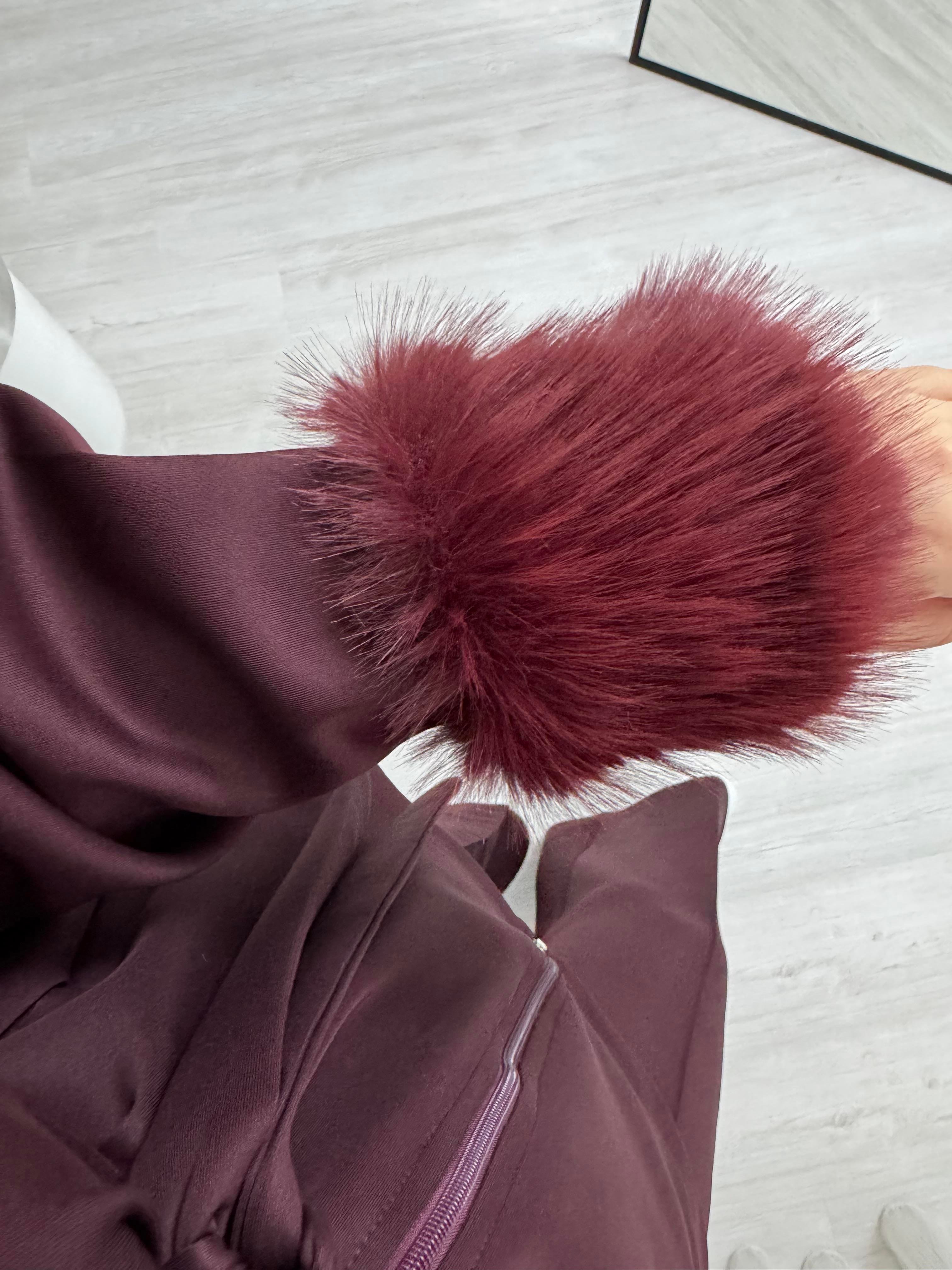 Poli Premiyum Kürklü Scuba Takım Bordo