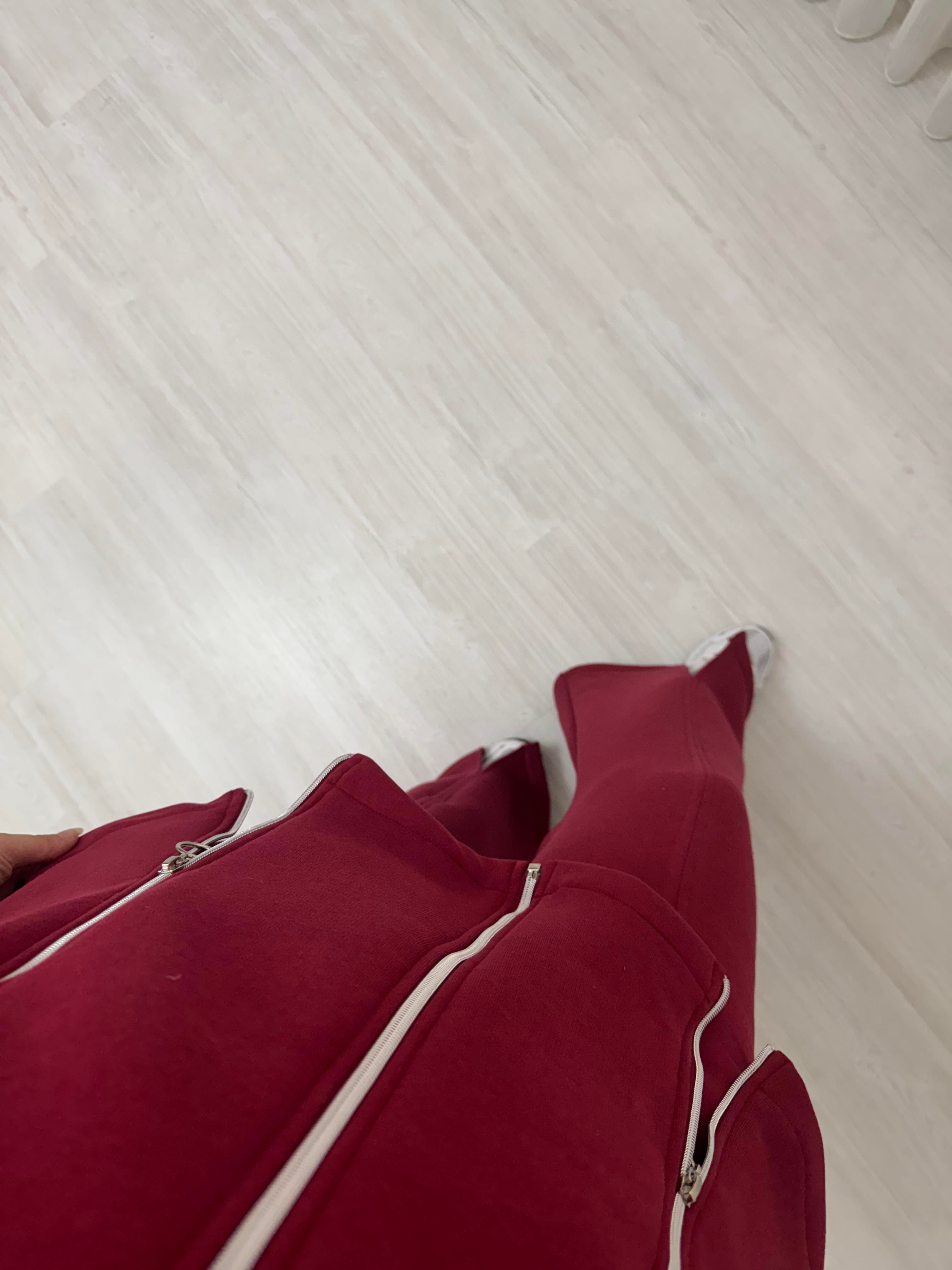 Poli Şardonlu Fermuarlı Takım Bordo