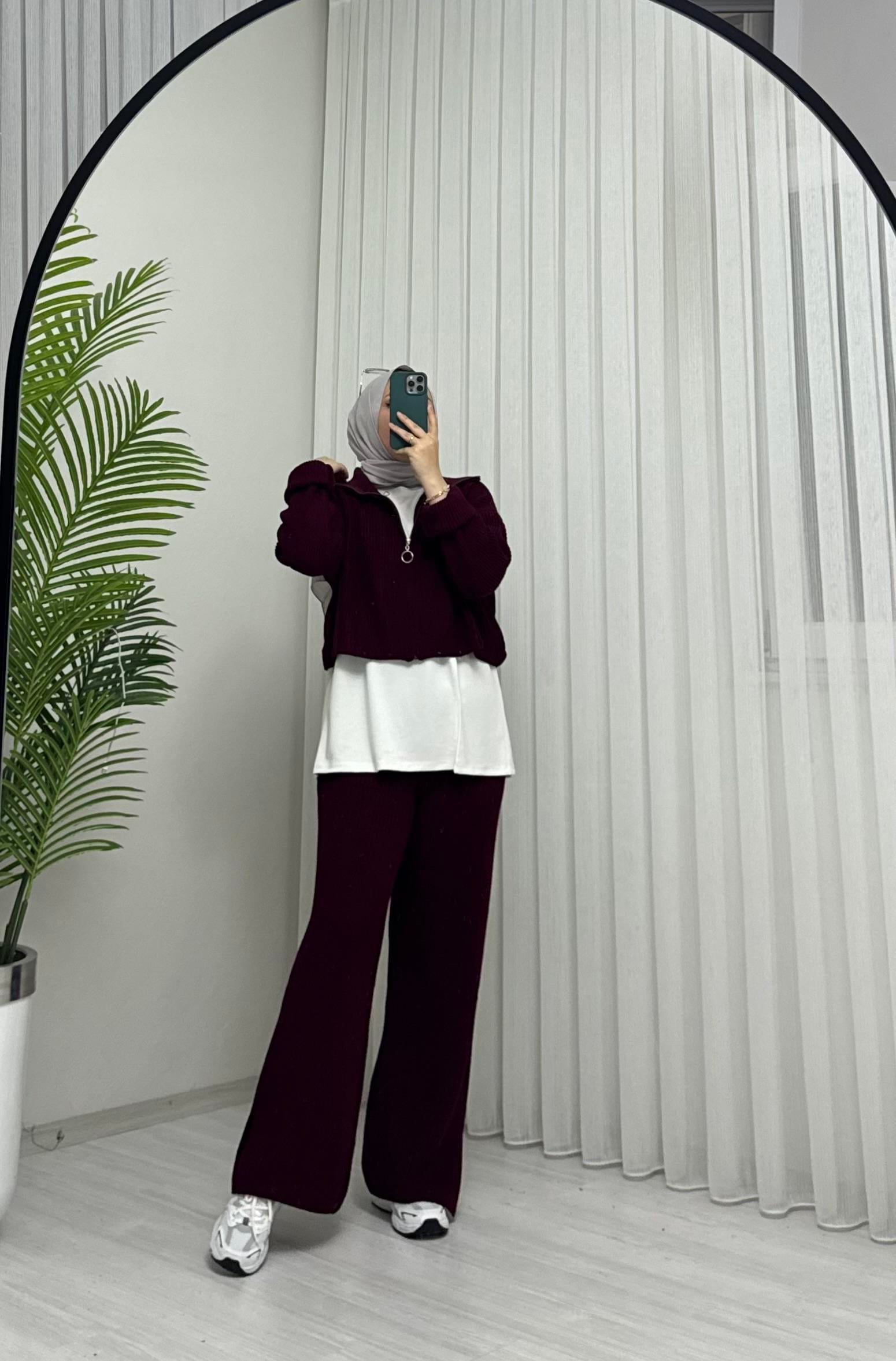 Qup Aura 3 Lü Takım Bordo