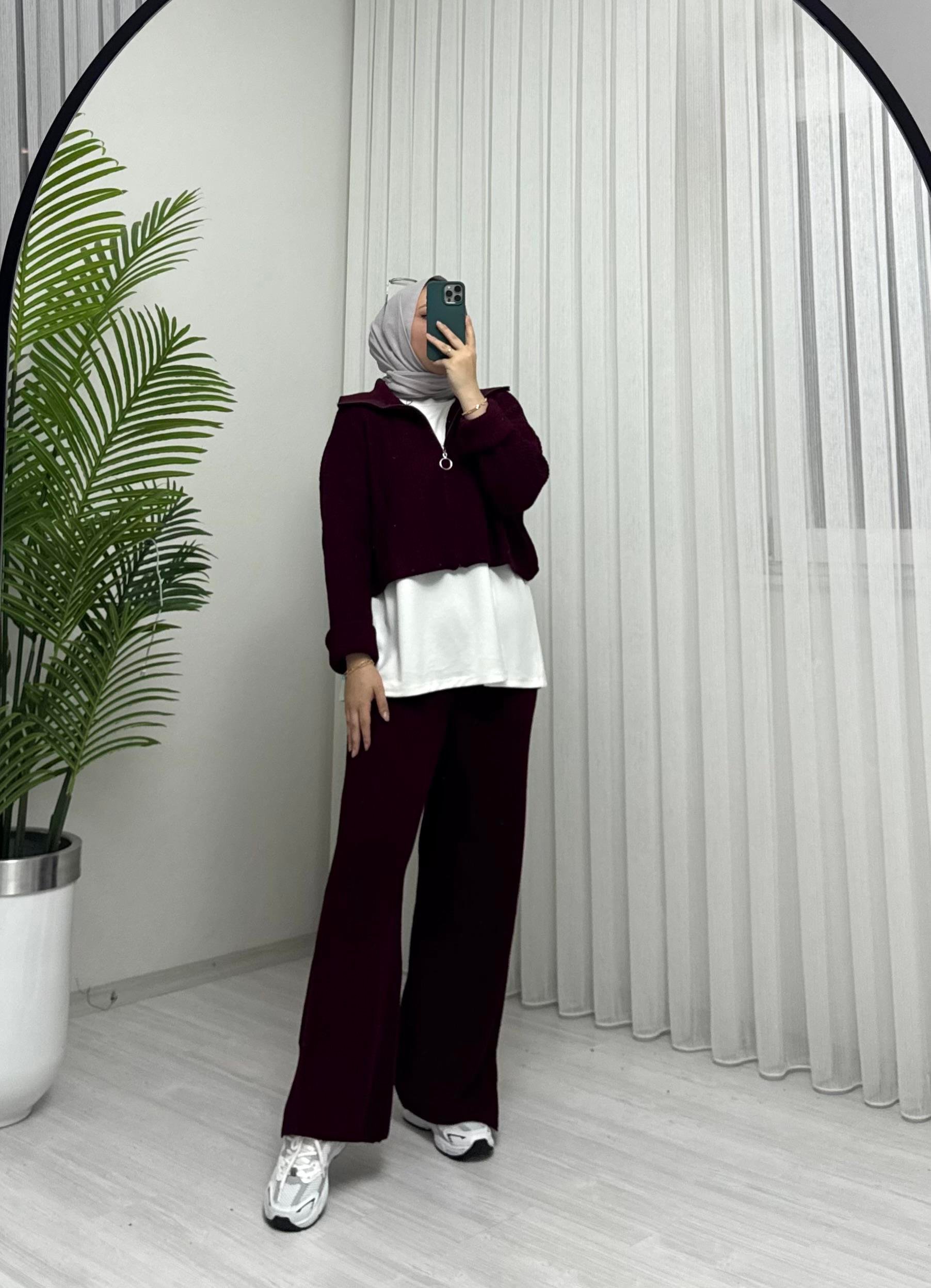 Qup Aura 3 Lü Takım Bordo