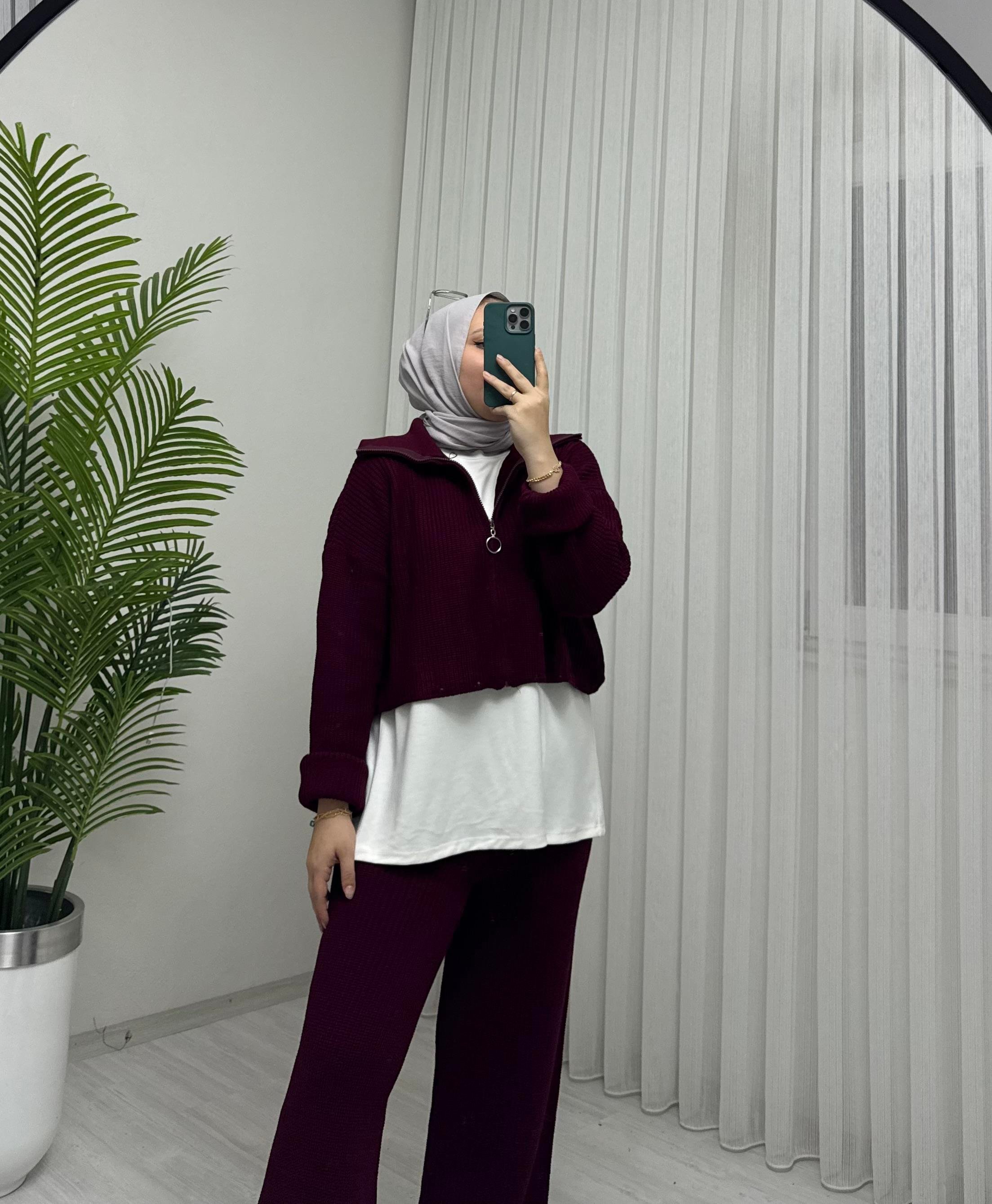 Qup Aura 3 Lü Takım Bordo