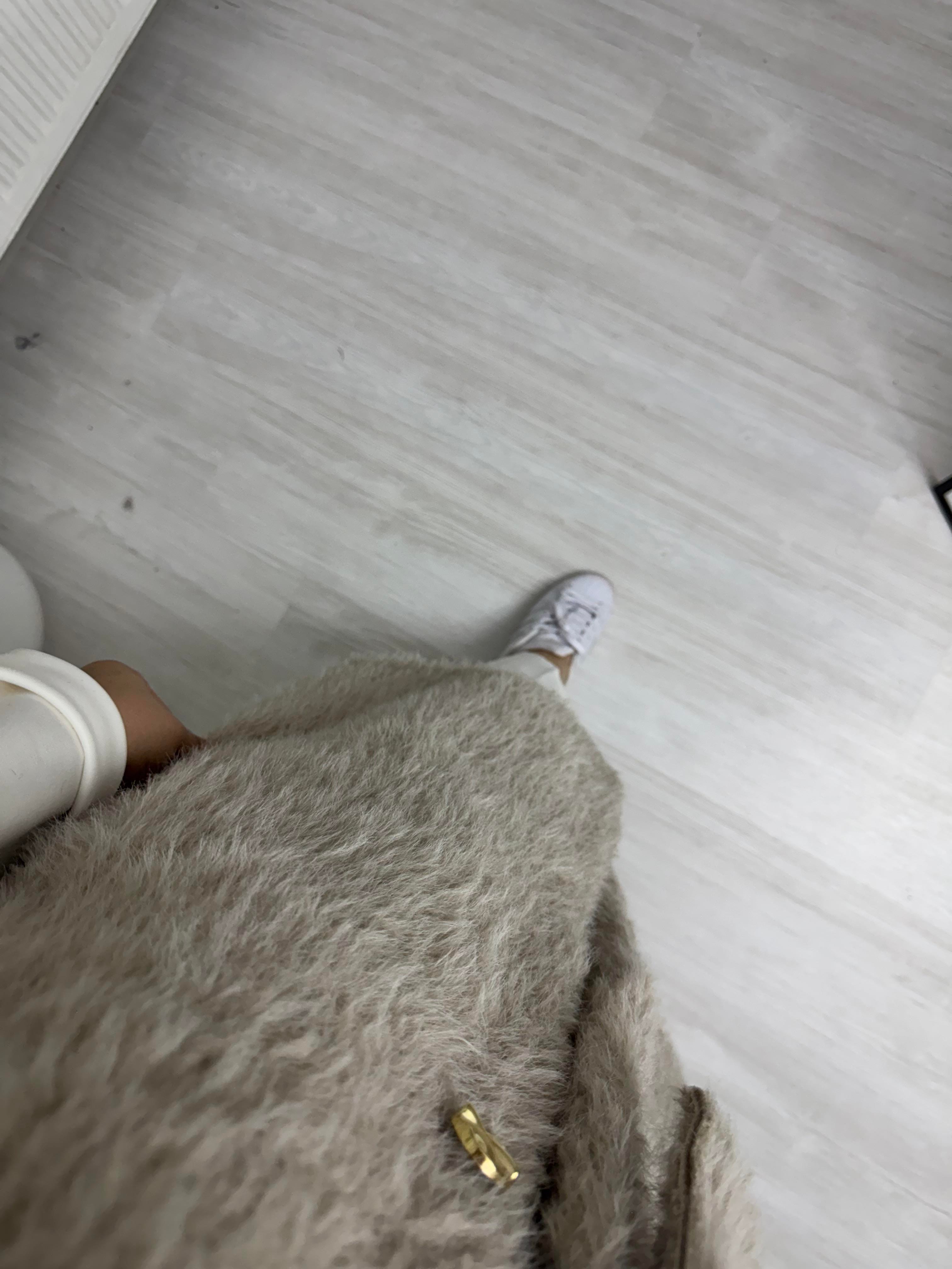 Qup Çantalı Kürk Yelek Bej