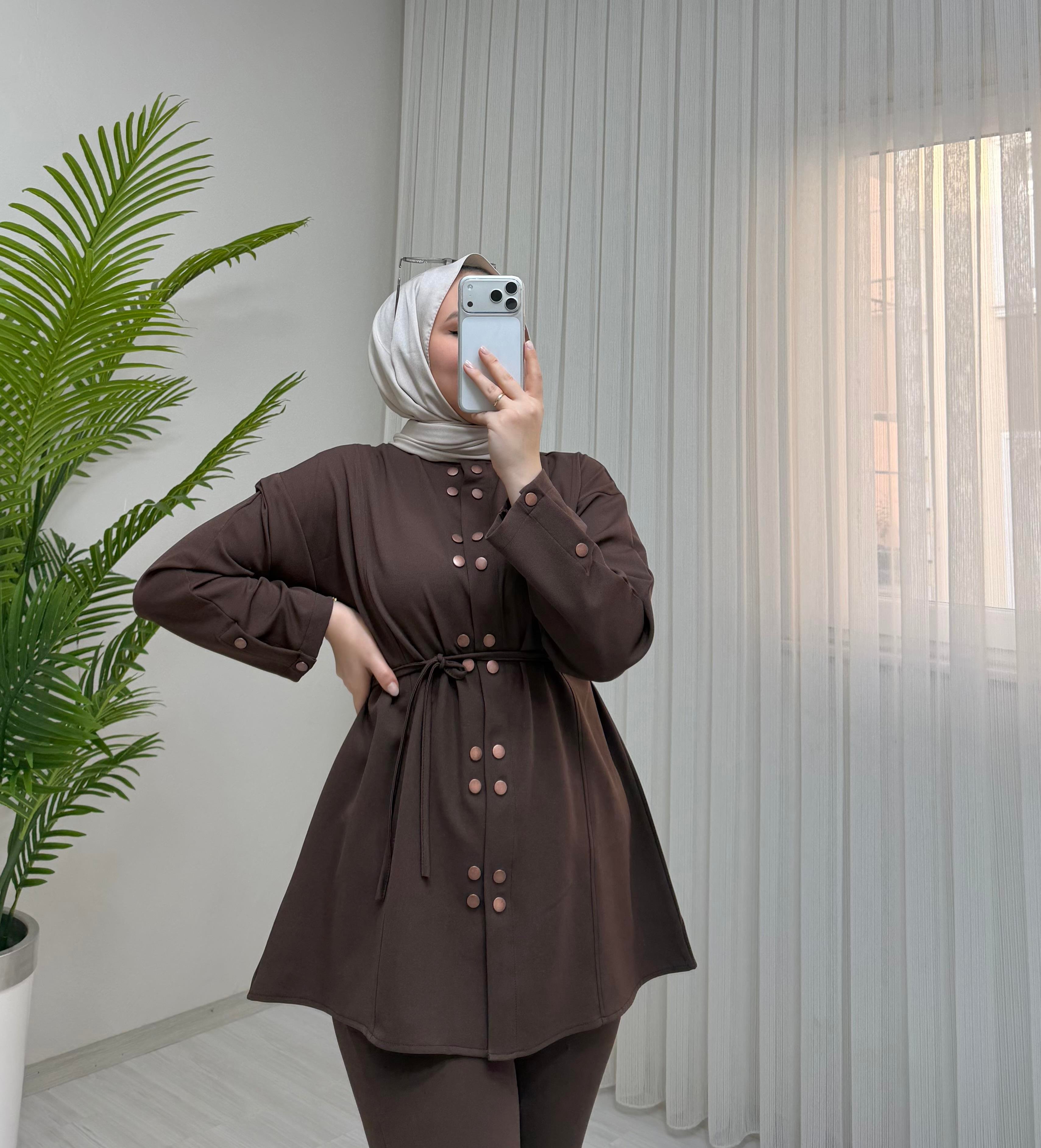 Qup Çift Çıtlı Krep Takım Kahve