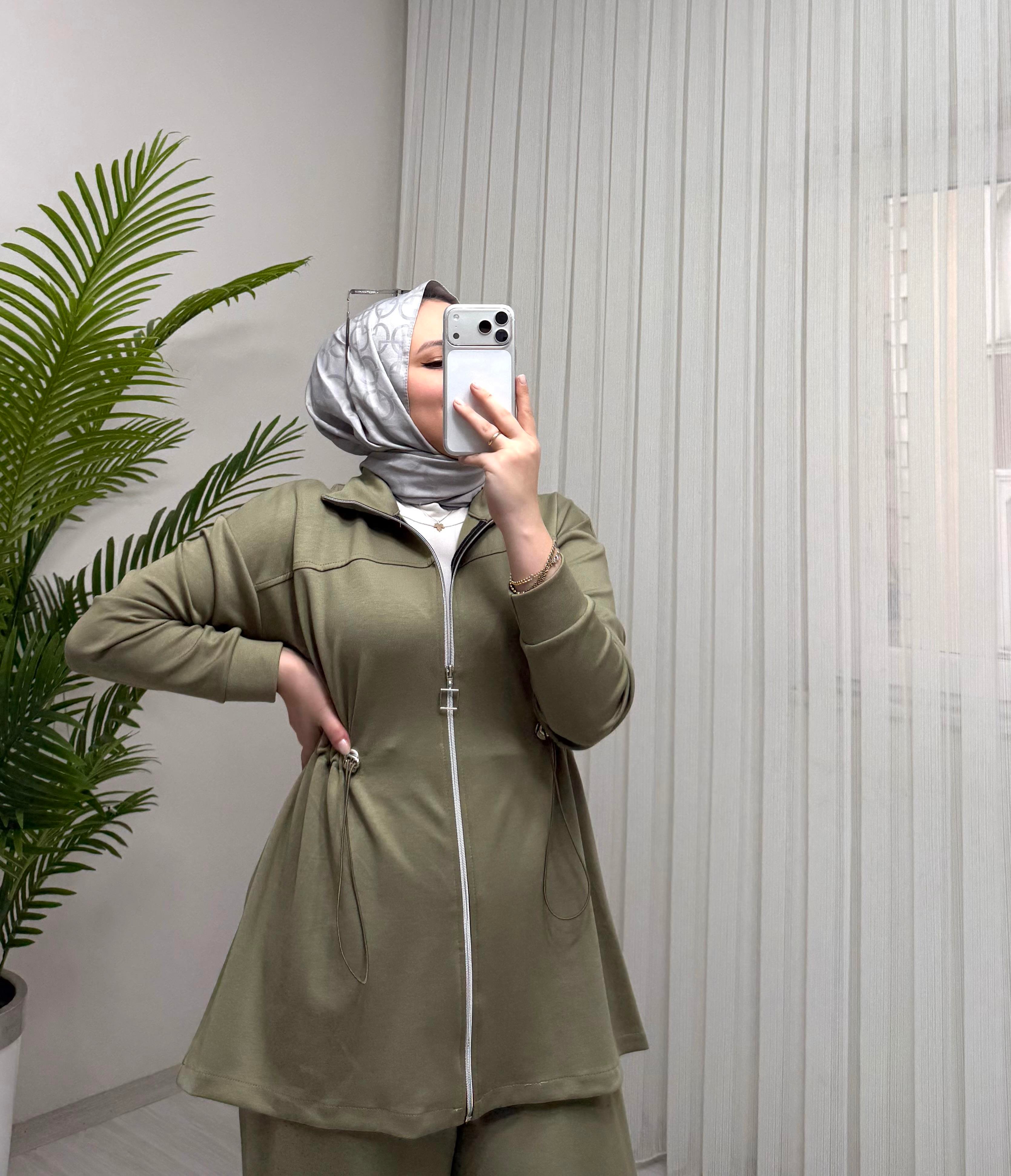 Qup Oyşho Bel Sıkmıklı Takım Yeşil