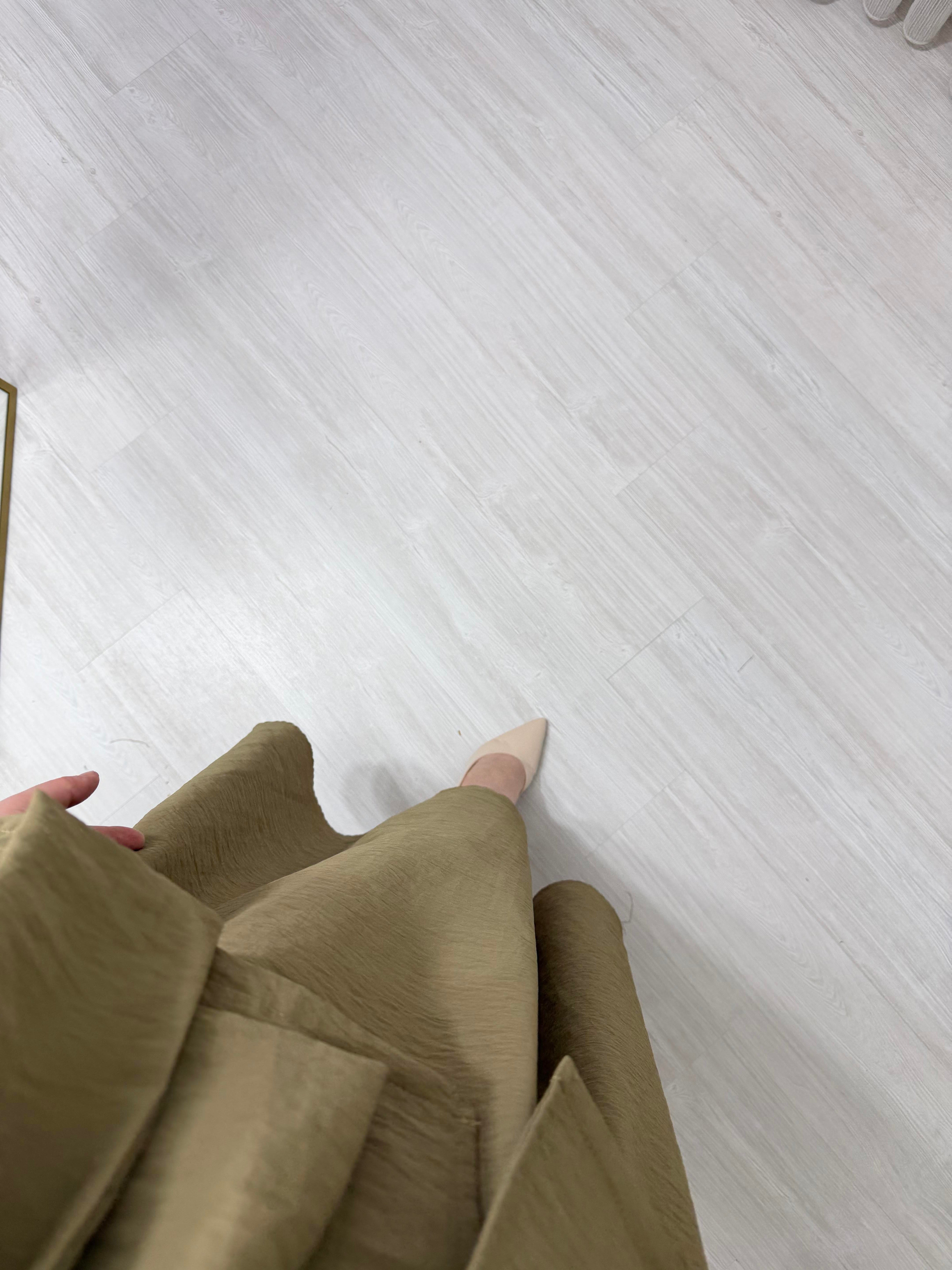 Sole Kupra Gold Düğmeli Kupra Etekli Takım Haki