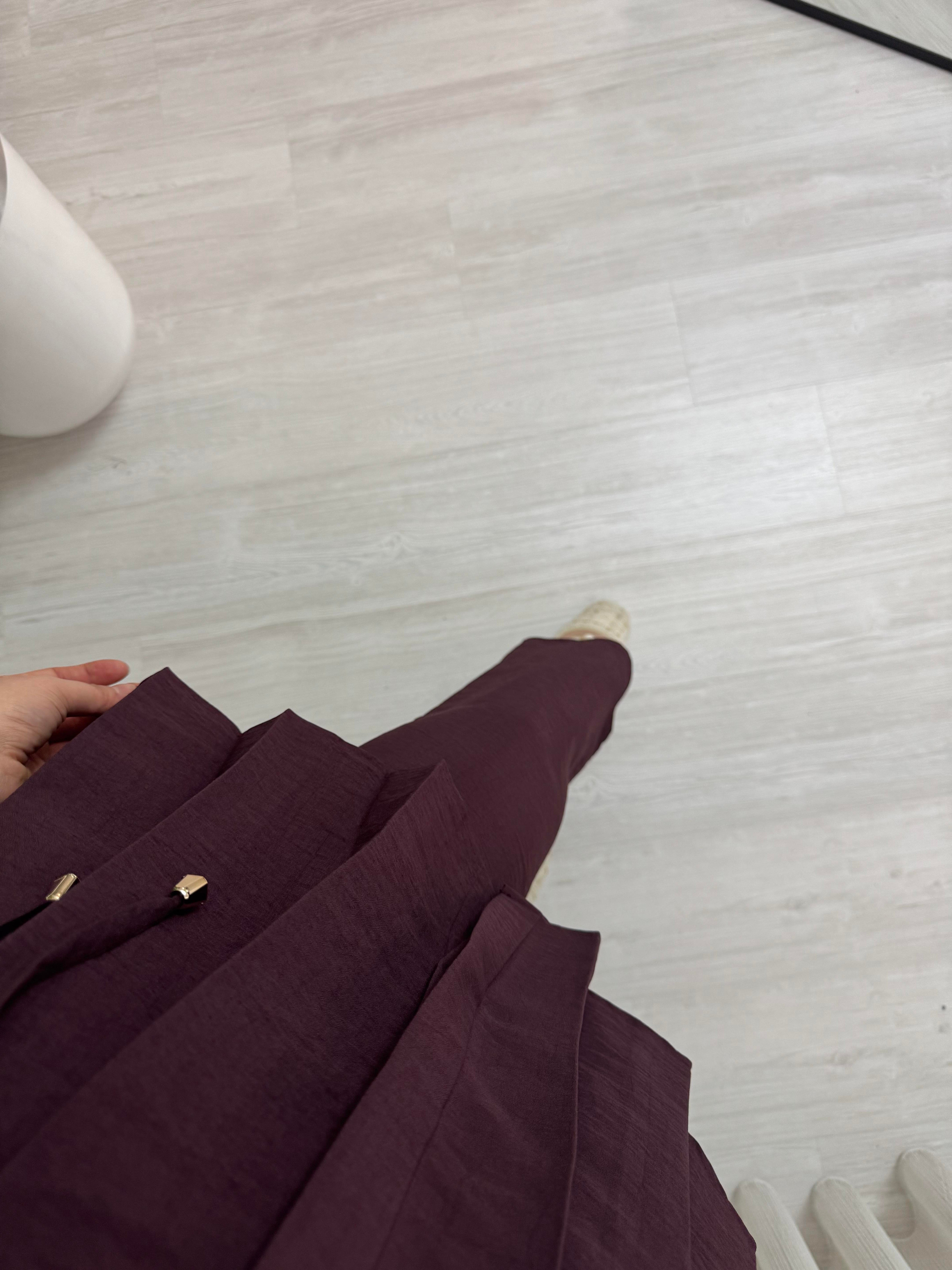 Sole Zara Kupra Üçlü Pileli Takım Bordo