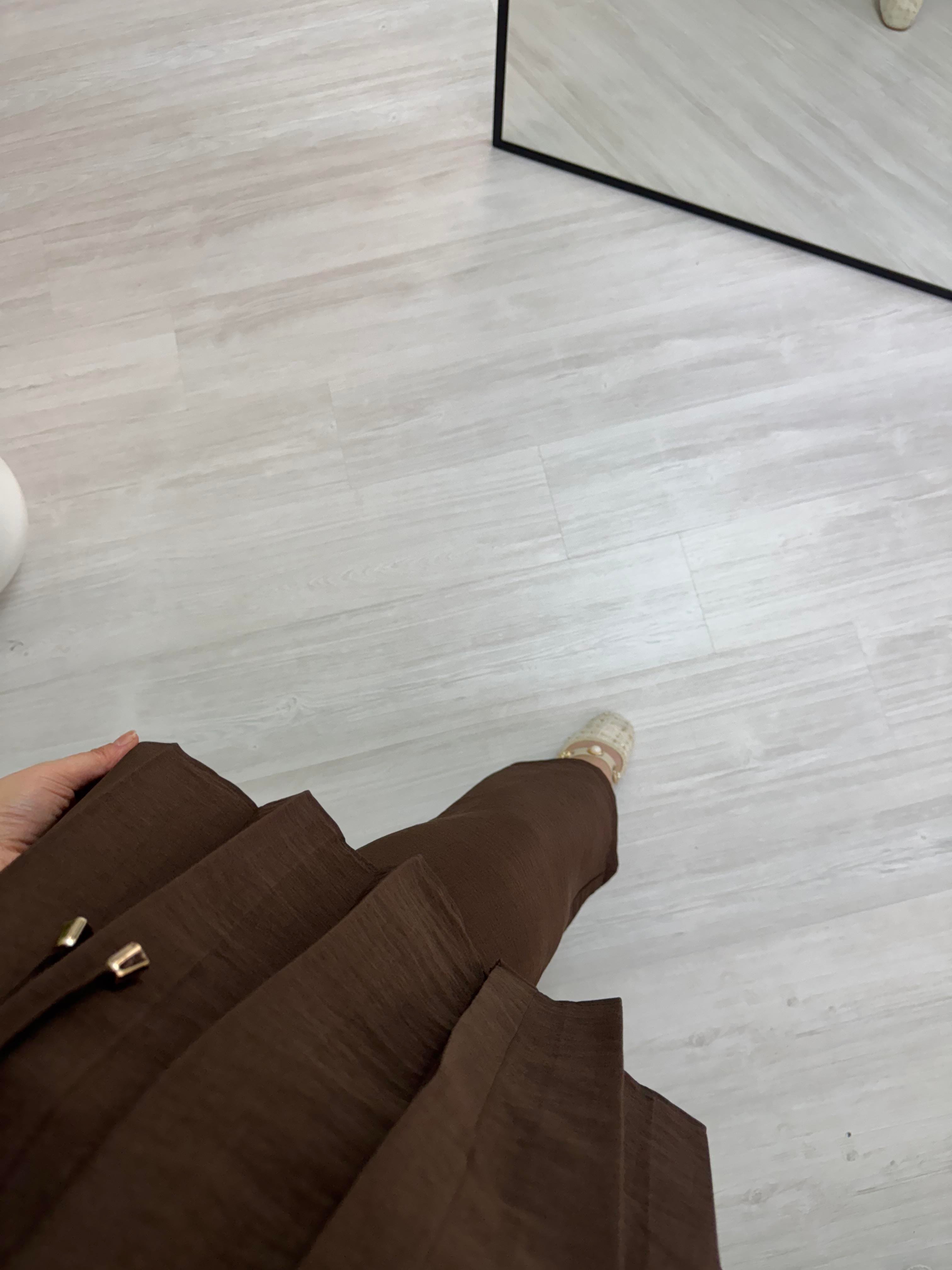 Sole Zara Kupra Üçlü Pileli Takım Kahve
