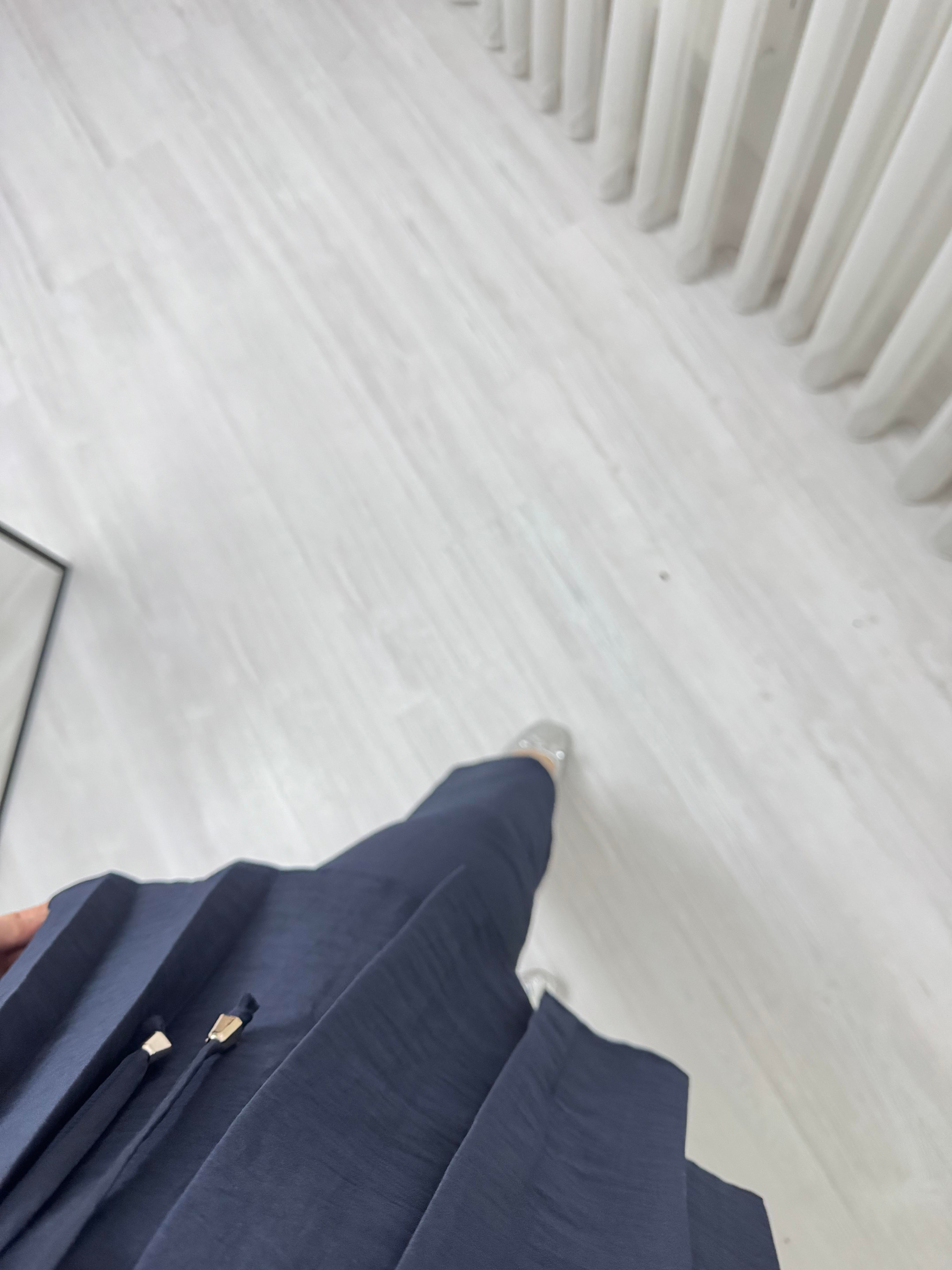 Sole Zara Kupra Üçlü Pileli Takım Lacivert