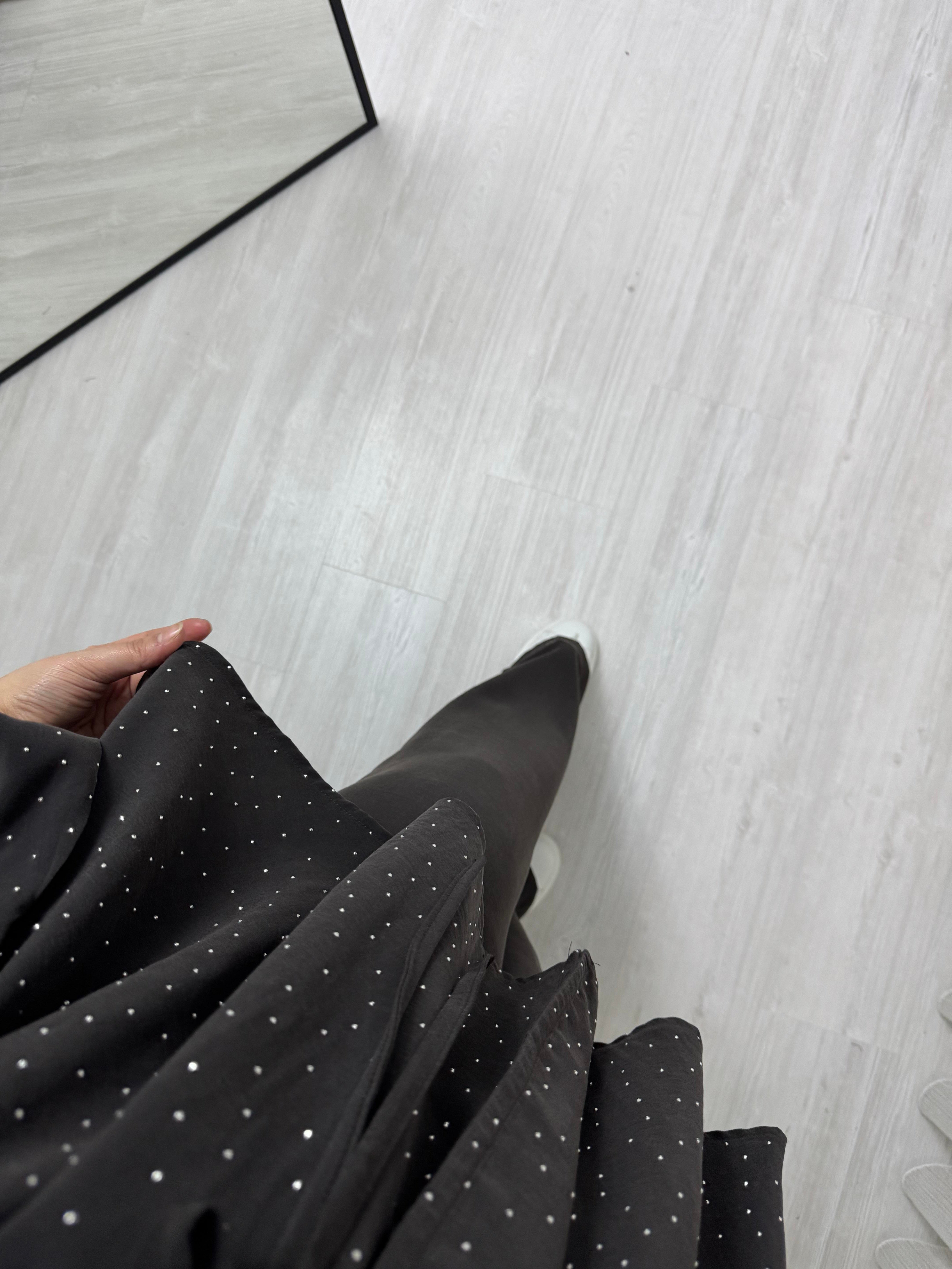 Taba Pırlantalı Modal Kumaş Takım Kahve 
