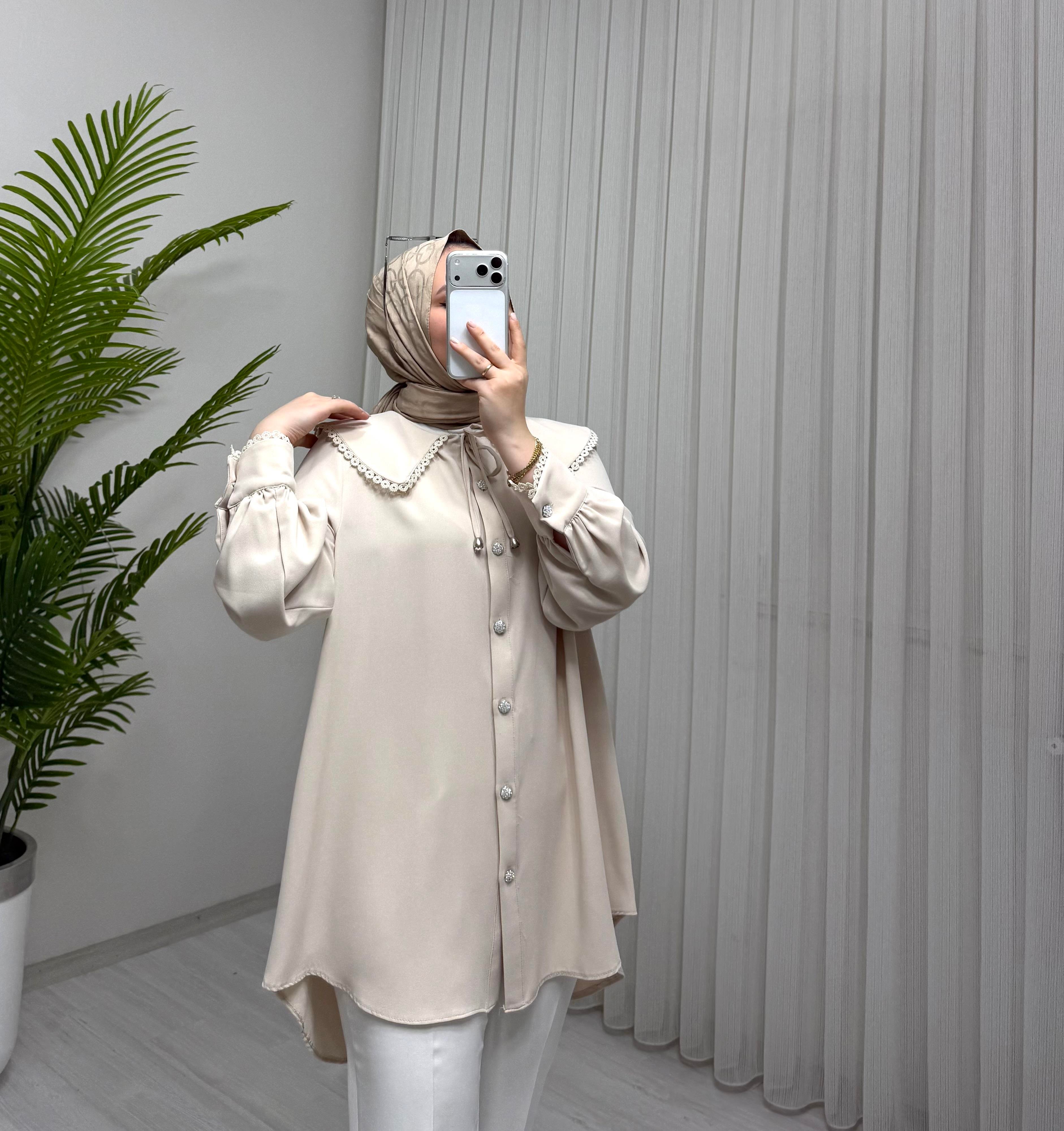 Tek Yaka Tunik Bej