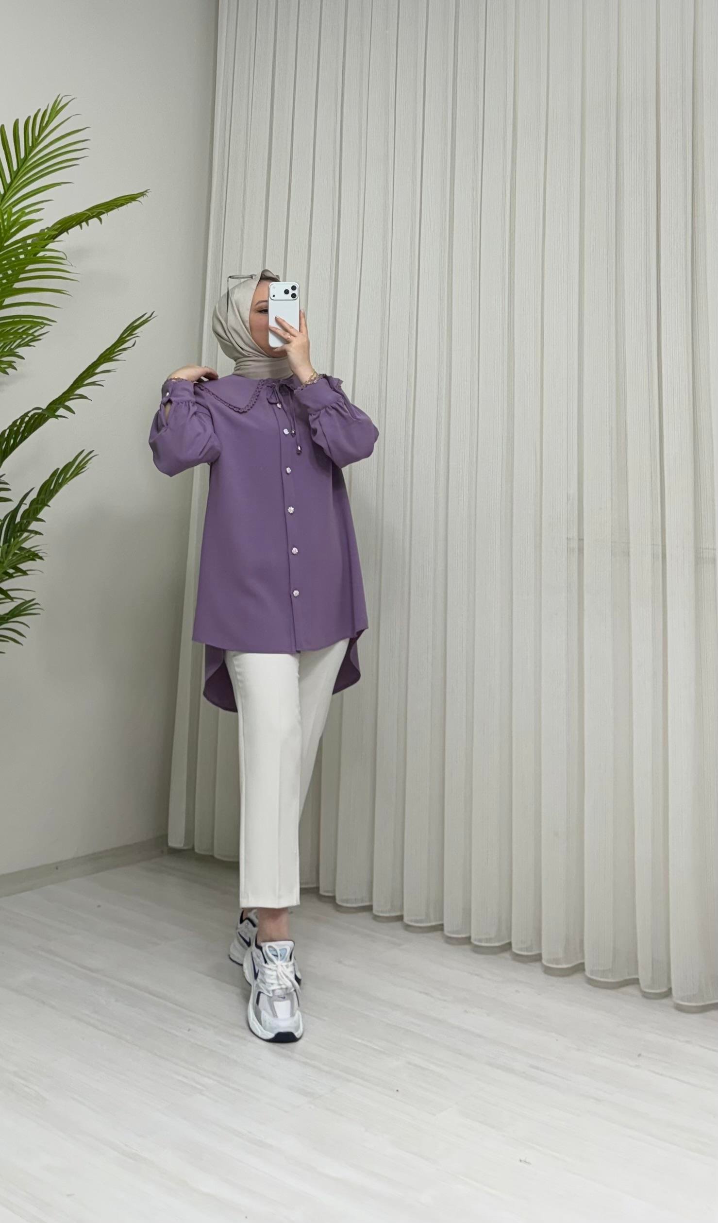 Tek Yaka Tunik Lila